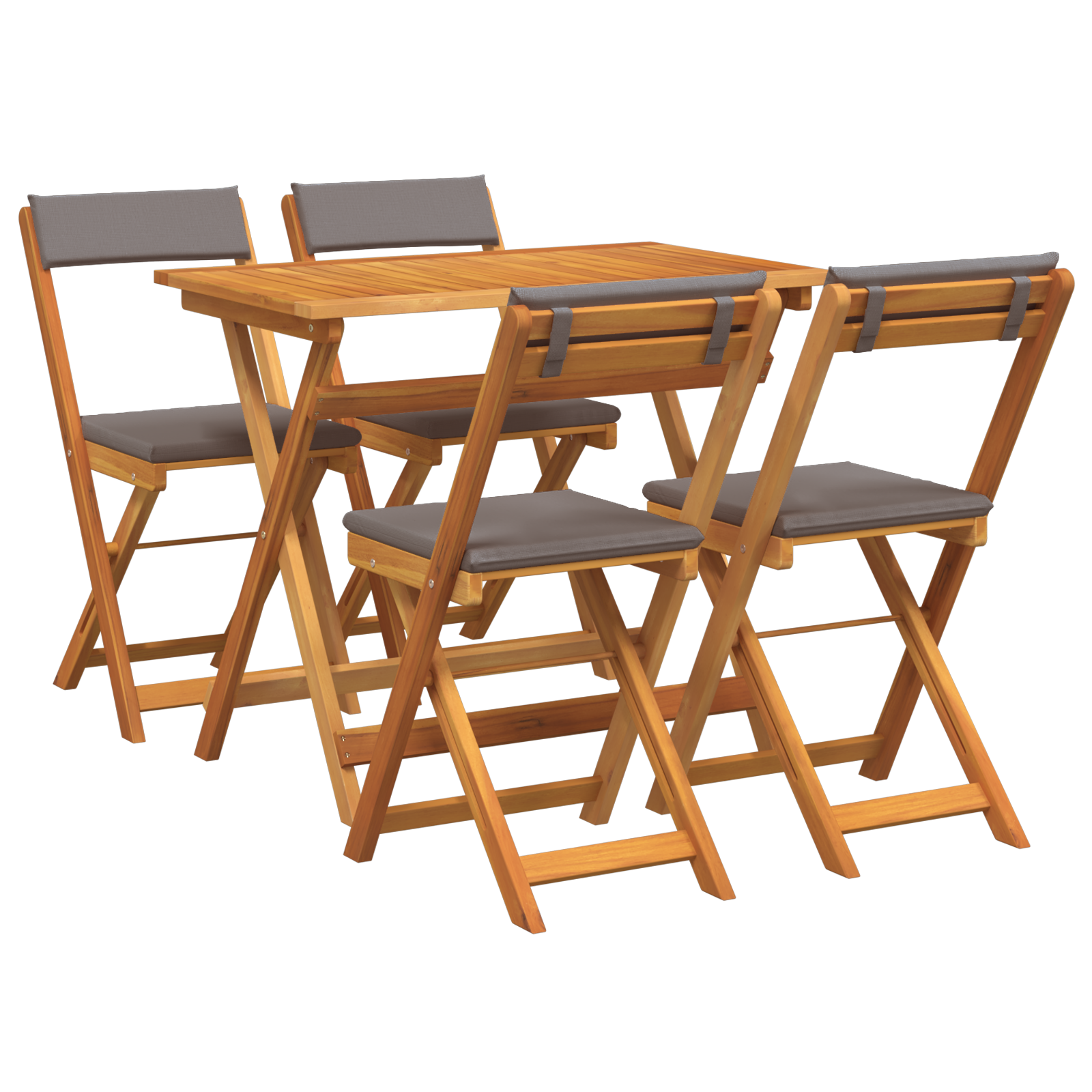 5 Piece Folding Bistro Set with Cushions Solid Wood Acacia - Image 2