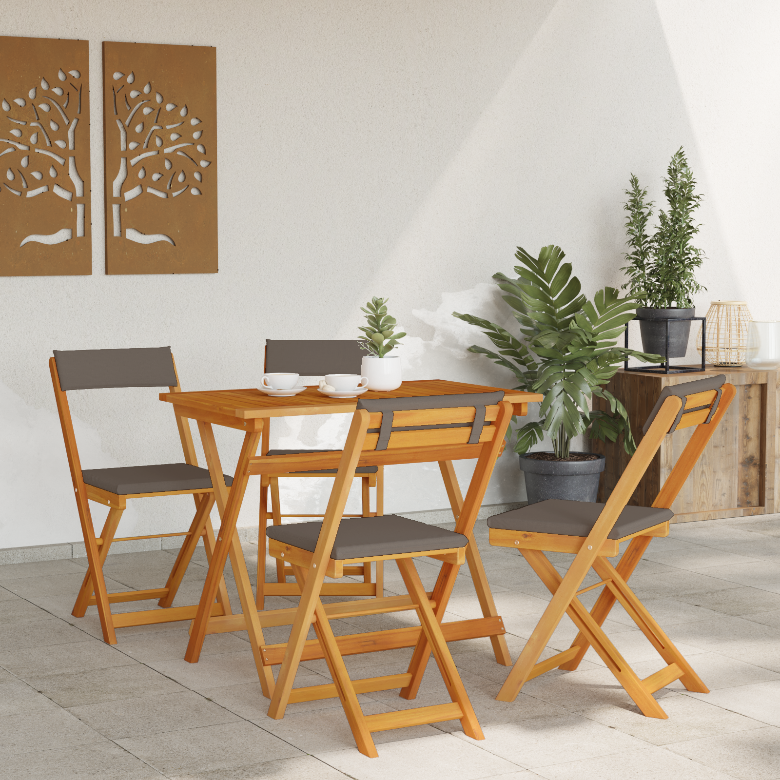 Bistroset met kussen 5 pcs Olie naturel Massief Acaciahout image 4