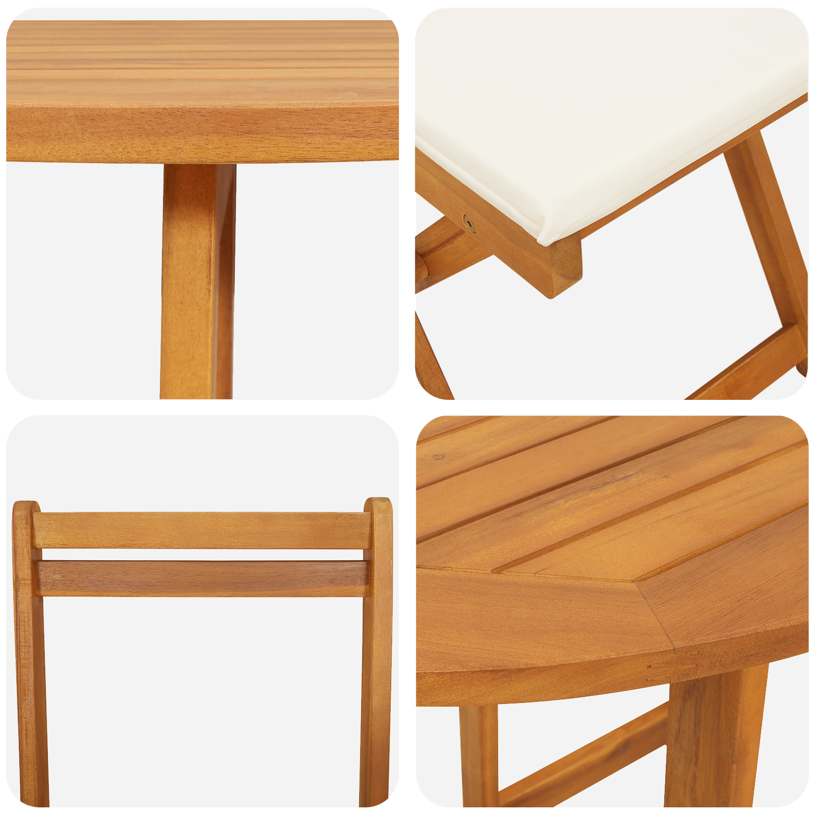 Bistroset met kussen 3 pcs Olie naturel Massief Acaciahout image 9