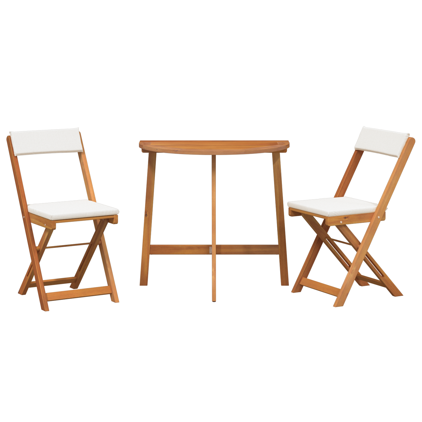 3 Piece Folding Bistro Set with Cushions Solid Wood Acacia - Image 7