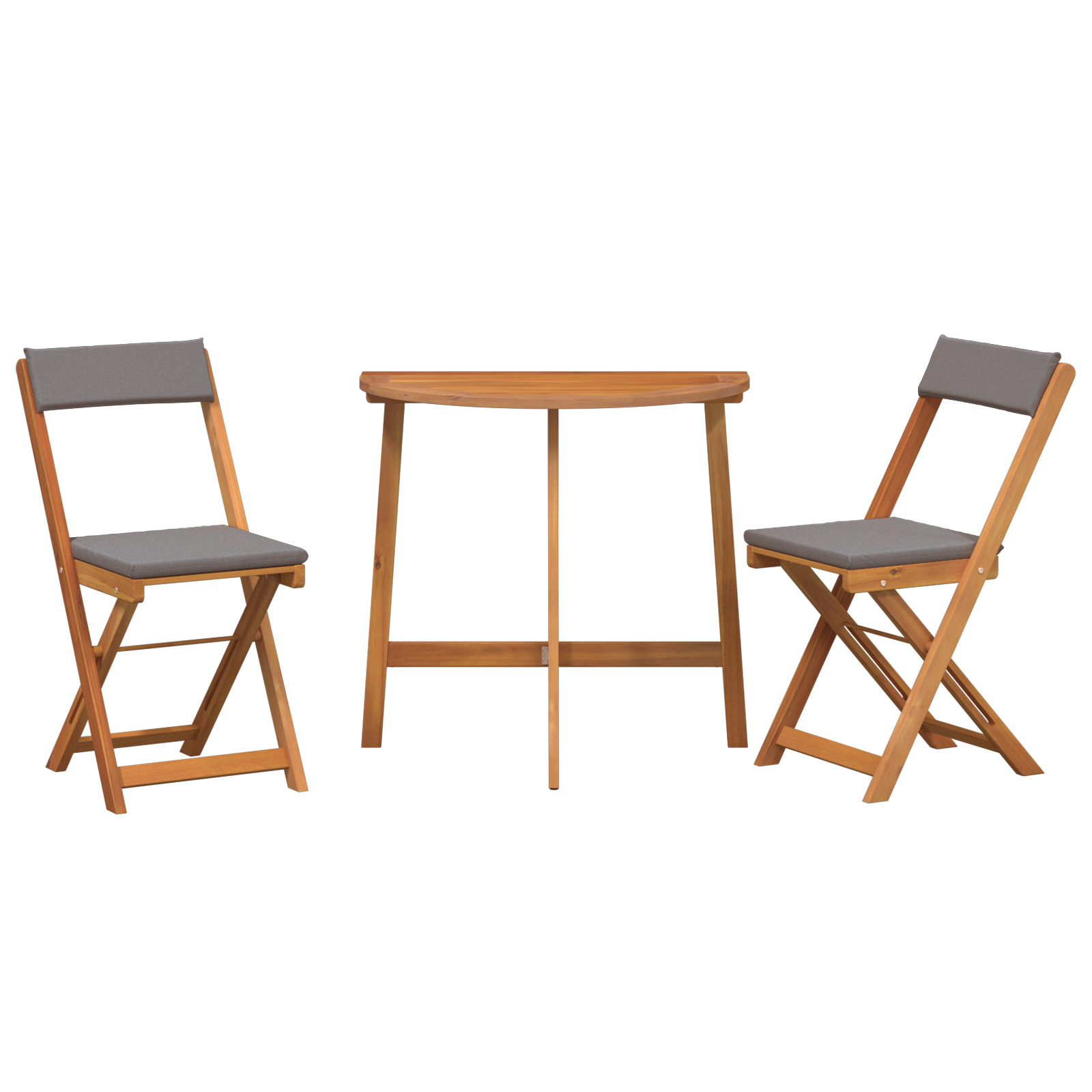 3 Piece Folding Bistro Set with Cushions Solid Wood Acacia - Image 7