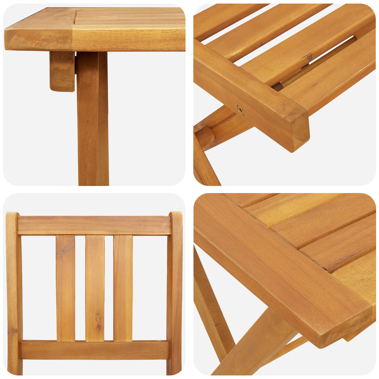 3 Piece Folding Bistro Set Solid Wood Acacia - Image 9
