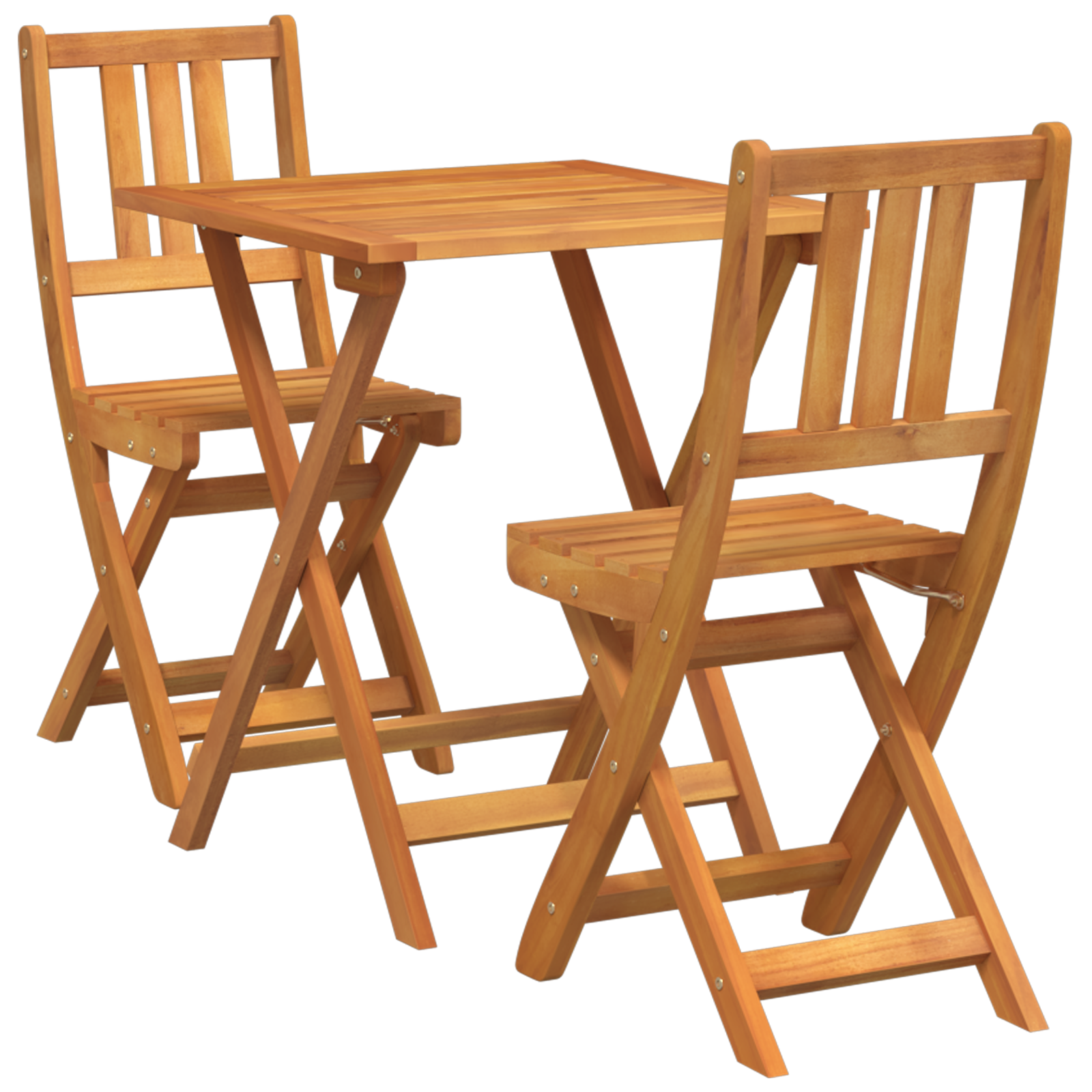 3 Piece Folding Bistro Set Solid Wood Acacia - Image 2