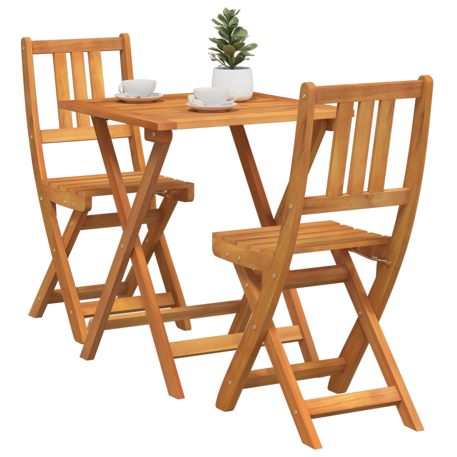 3 Piece Folding Bistro Set Solid Wood Acacia - Image 3