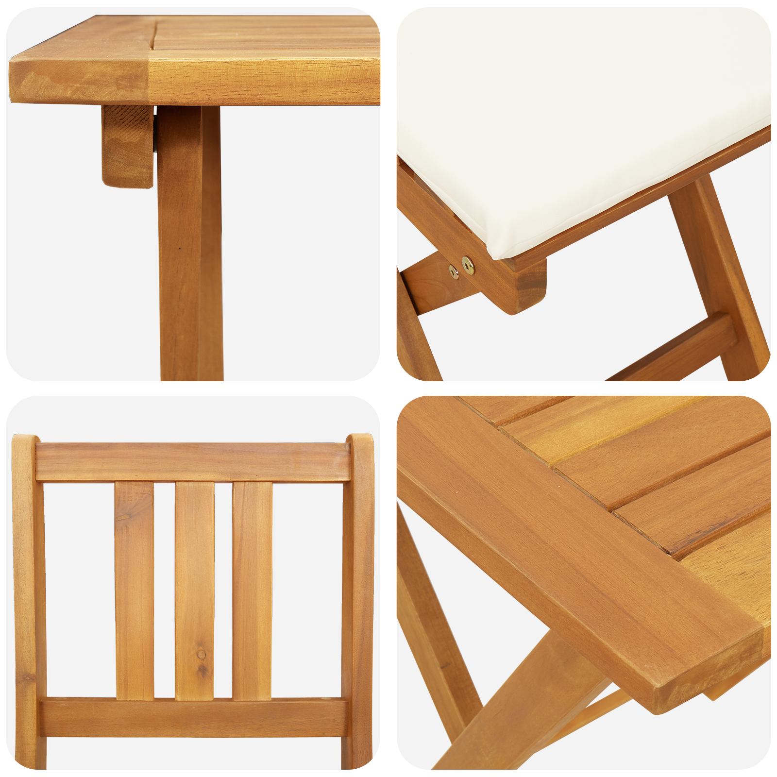 Bistroset met kussen 3 pcs Olie naturel Massief Acaciahout image 9