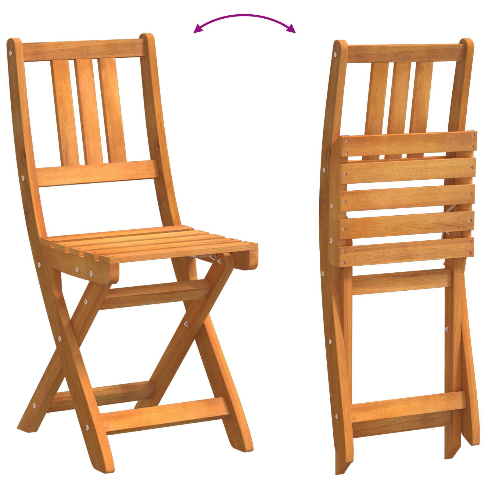 3 Piece Folding Bistro Set with Cushions Solid Wood Acacia - Image 11
