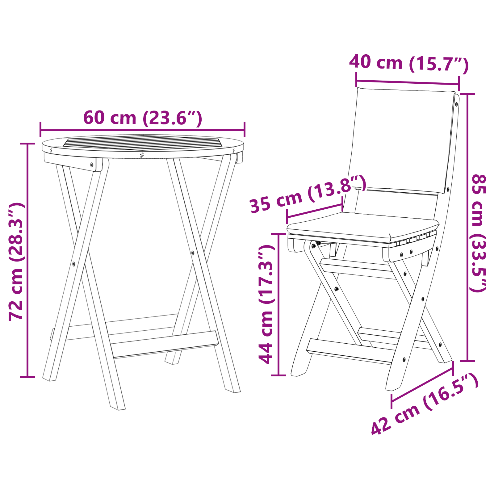 Bistroset met kussen 3 pcs Olie naturel Massief Acaciahout image 12