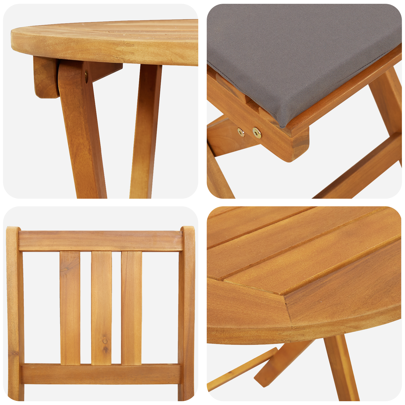 Bistroset met kussen 3 pcs Olie naturel Massief Acaciahout