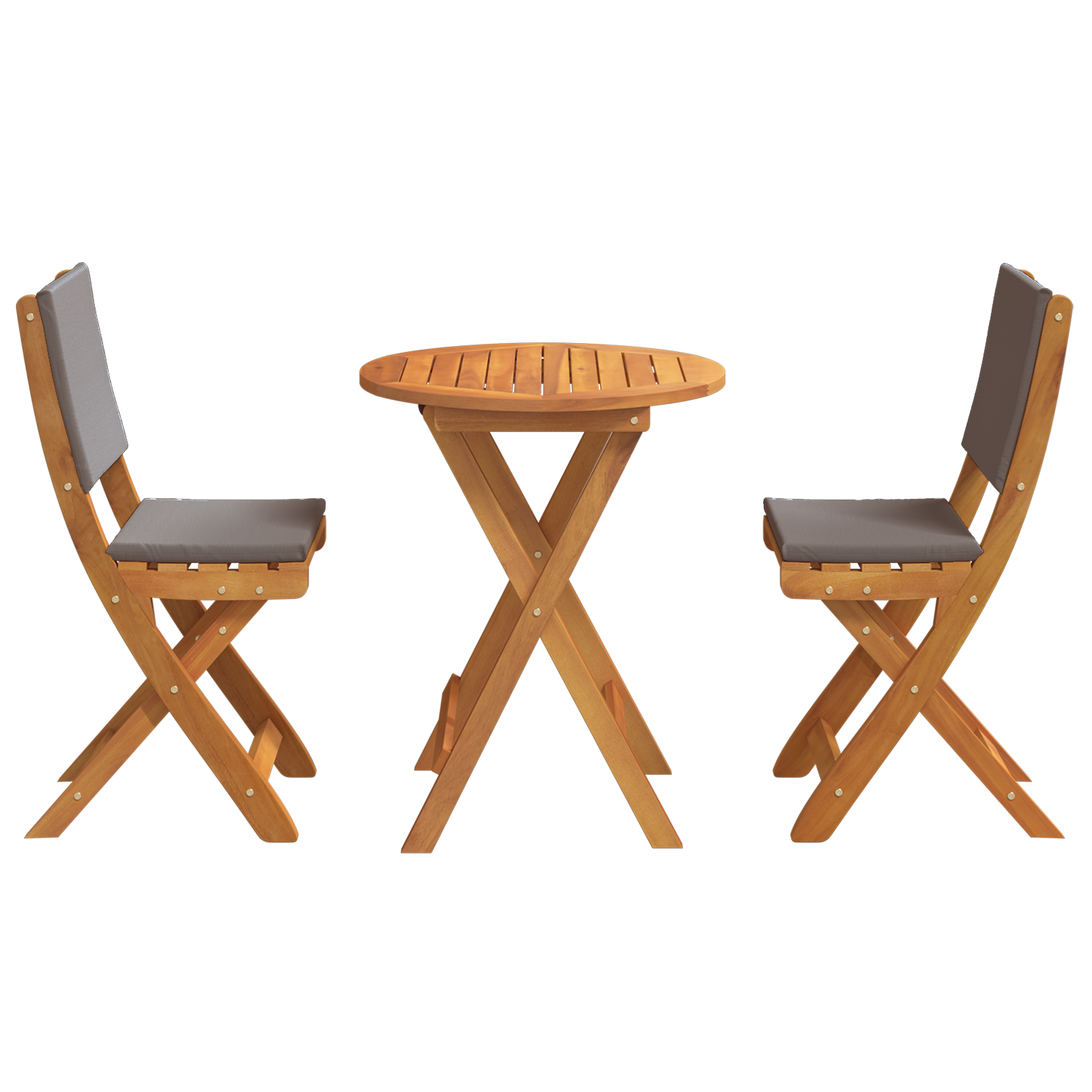 Bistroset met kussen 3 pcs Olie naturel Massief Acaciahout