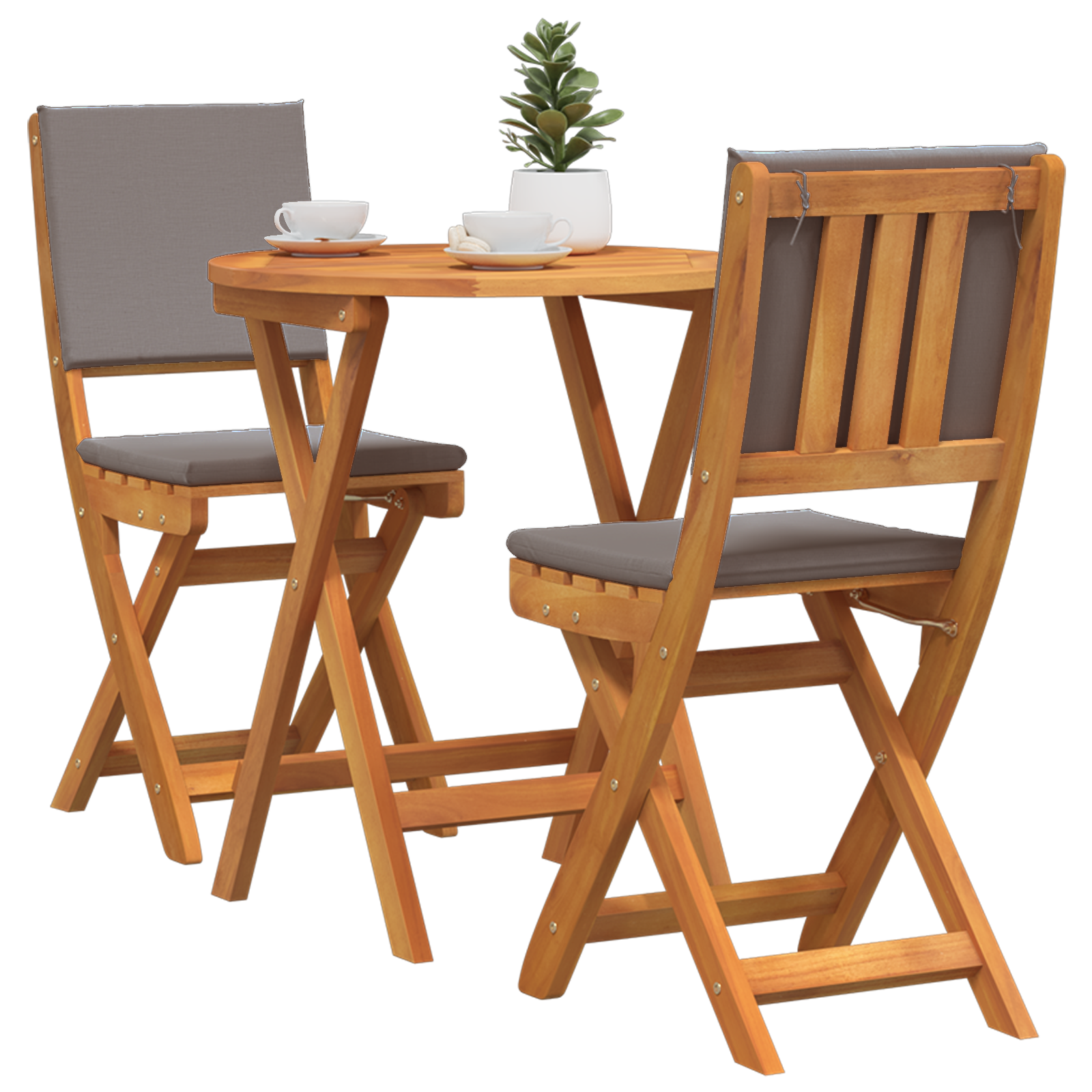 Bistroset met kussen 3 pcs Olie naturel Massief Acaciahout