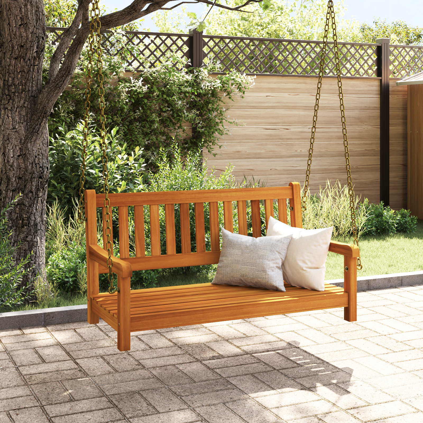 2-Seater Garden Swing Bench 110x56x58 cm Solid Wood Acacia - Image 3