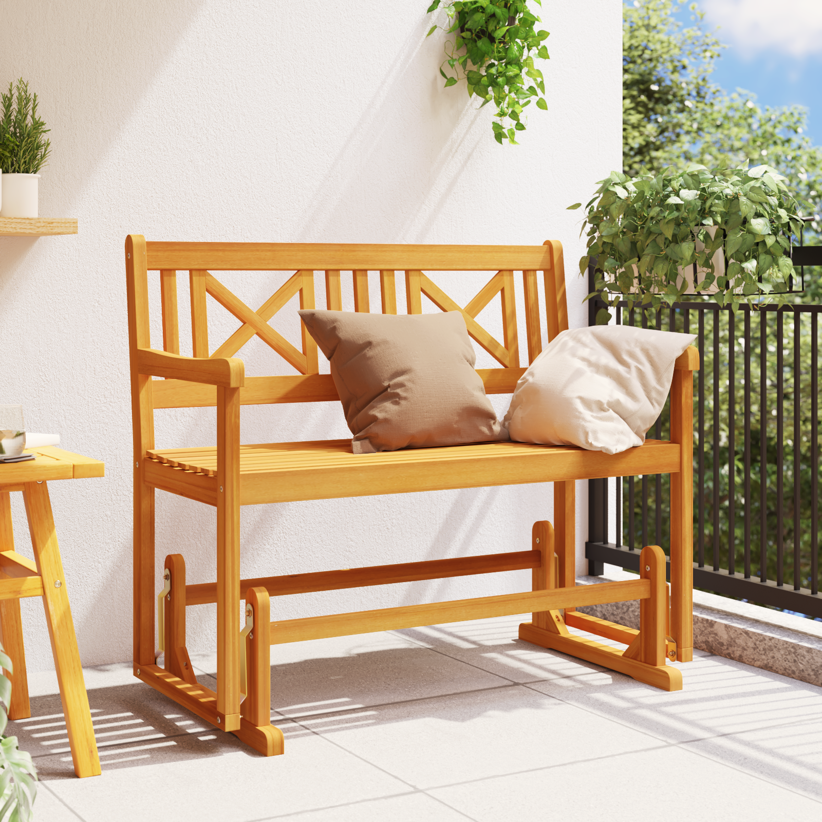 2-Seater Garden Glider Bench 110x59x97 cm Solid Wood Acacia - Image 3
