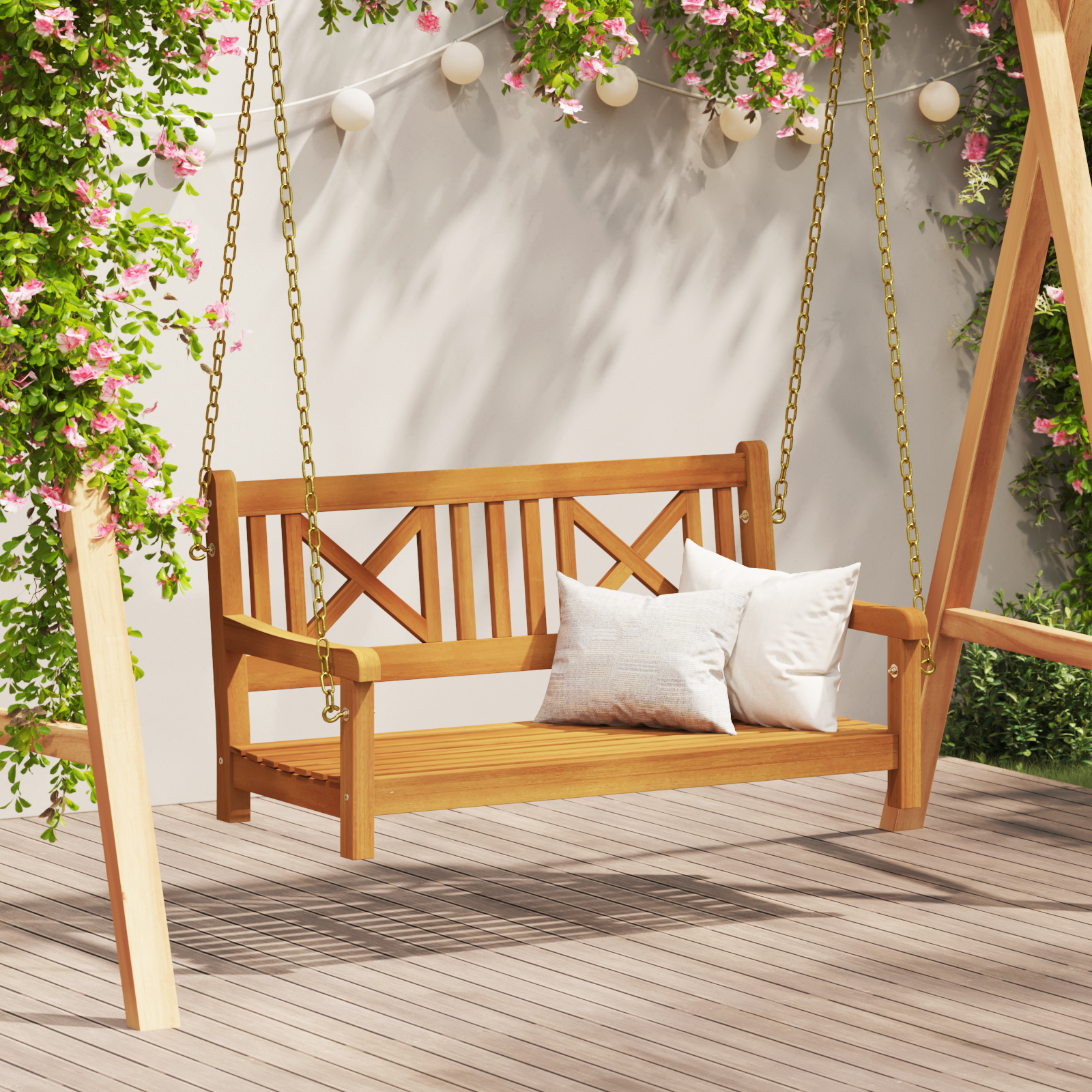 2Θέσιος Πάγκος Swing Κήπου 110x56x58 εκ Μασίφ Ξύλο Ακακίας
