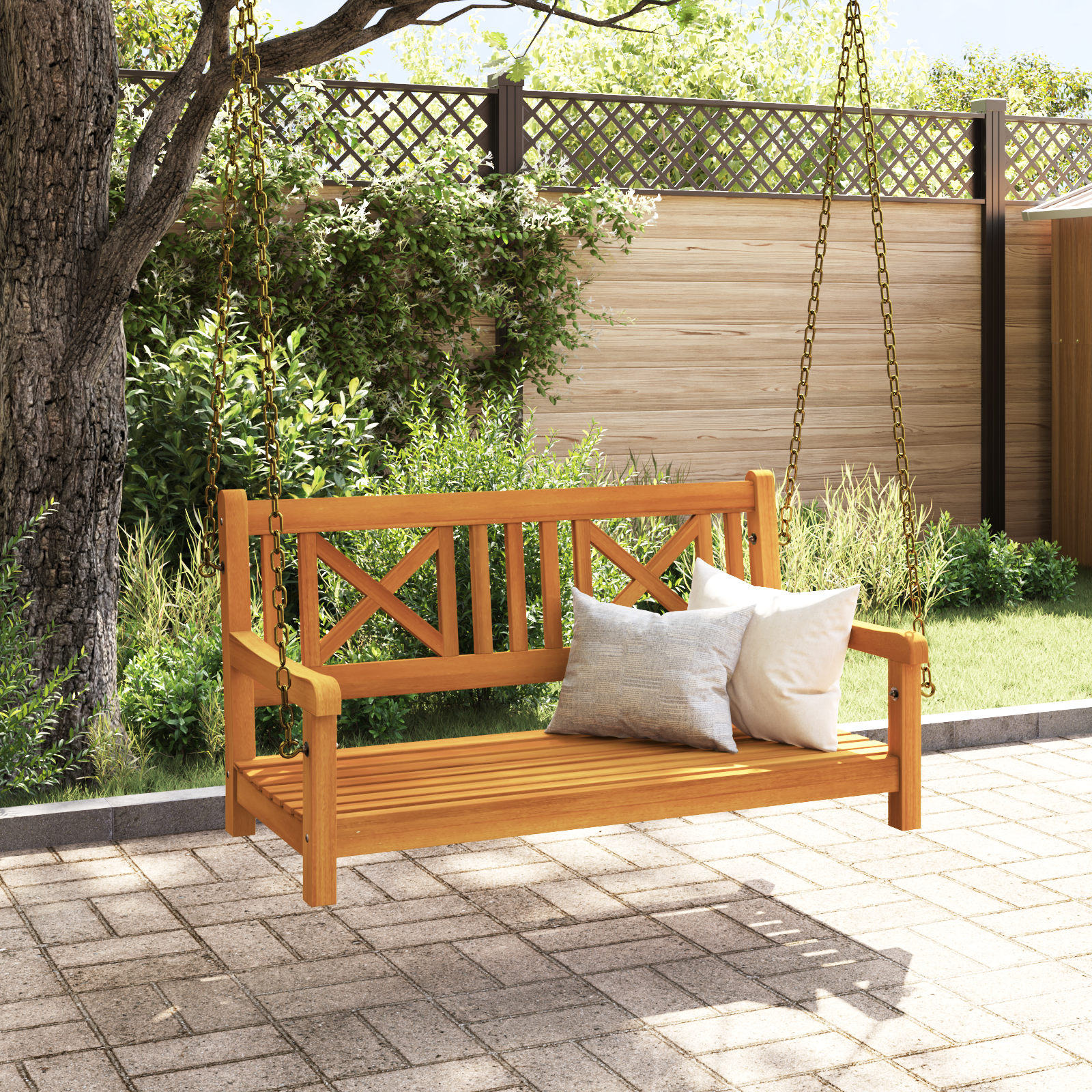 2-Seater Garden Swing Bench 110x56x58 cm Solid Wood Acacia - Image 3