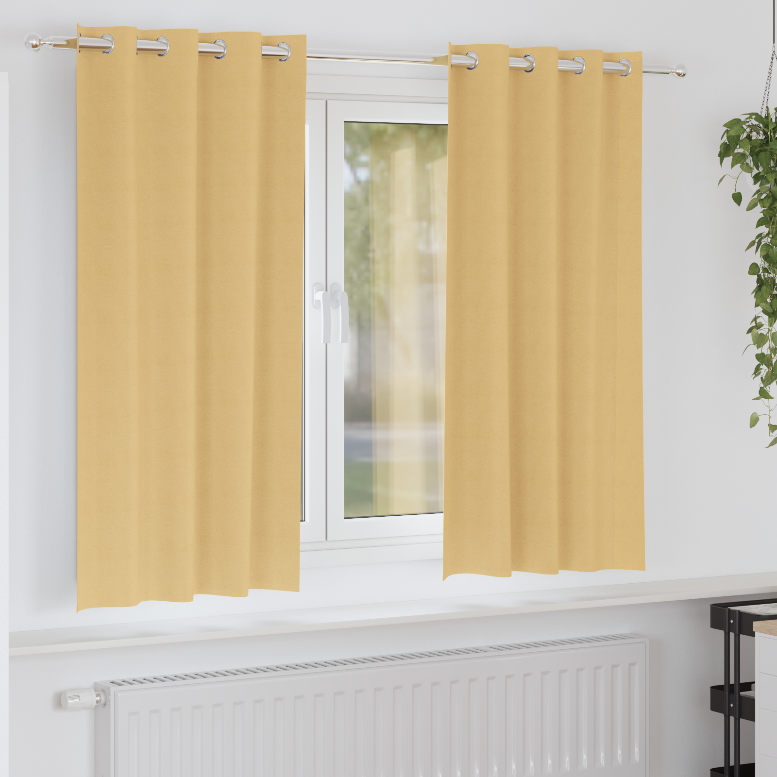 Gordijnen met gordijnen 2 pcs Beige 175 x 140 cm Polyester