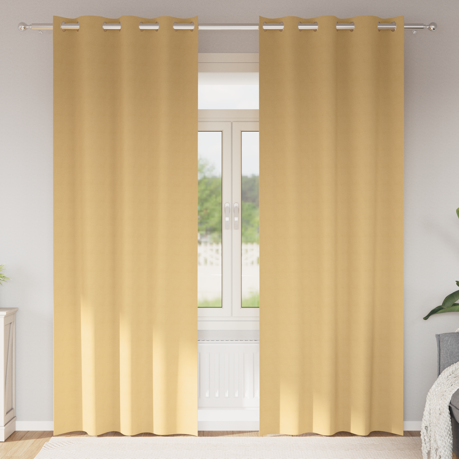 Gordijnen met gordijnen 2 pcs Beige 245 x 140 cm Polyester