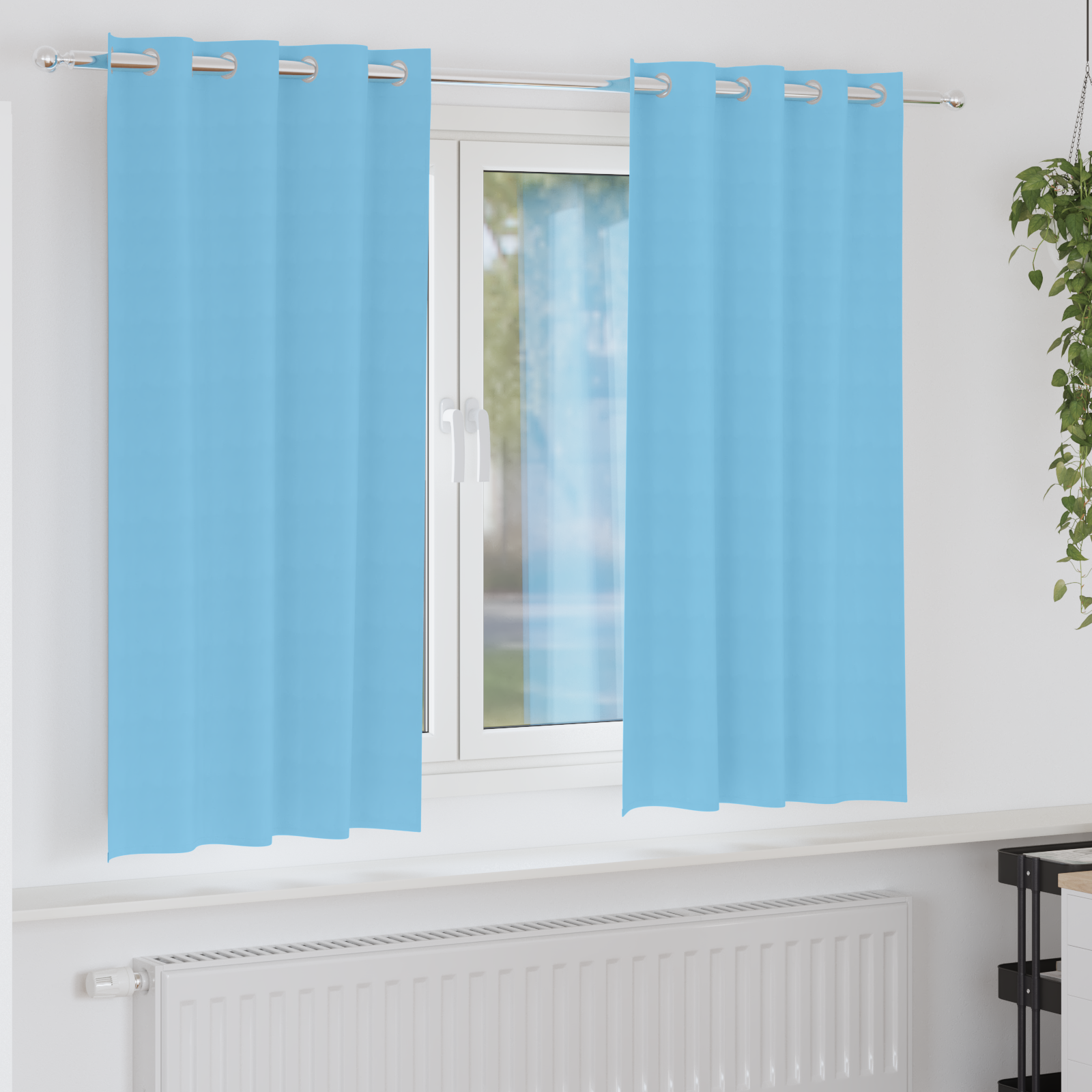 Gordijnen met gordijnen 2 pcs lichtblauw 175 x 140 cm Polyester
