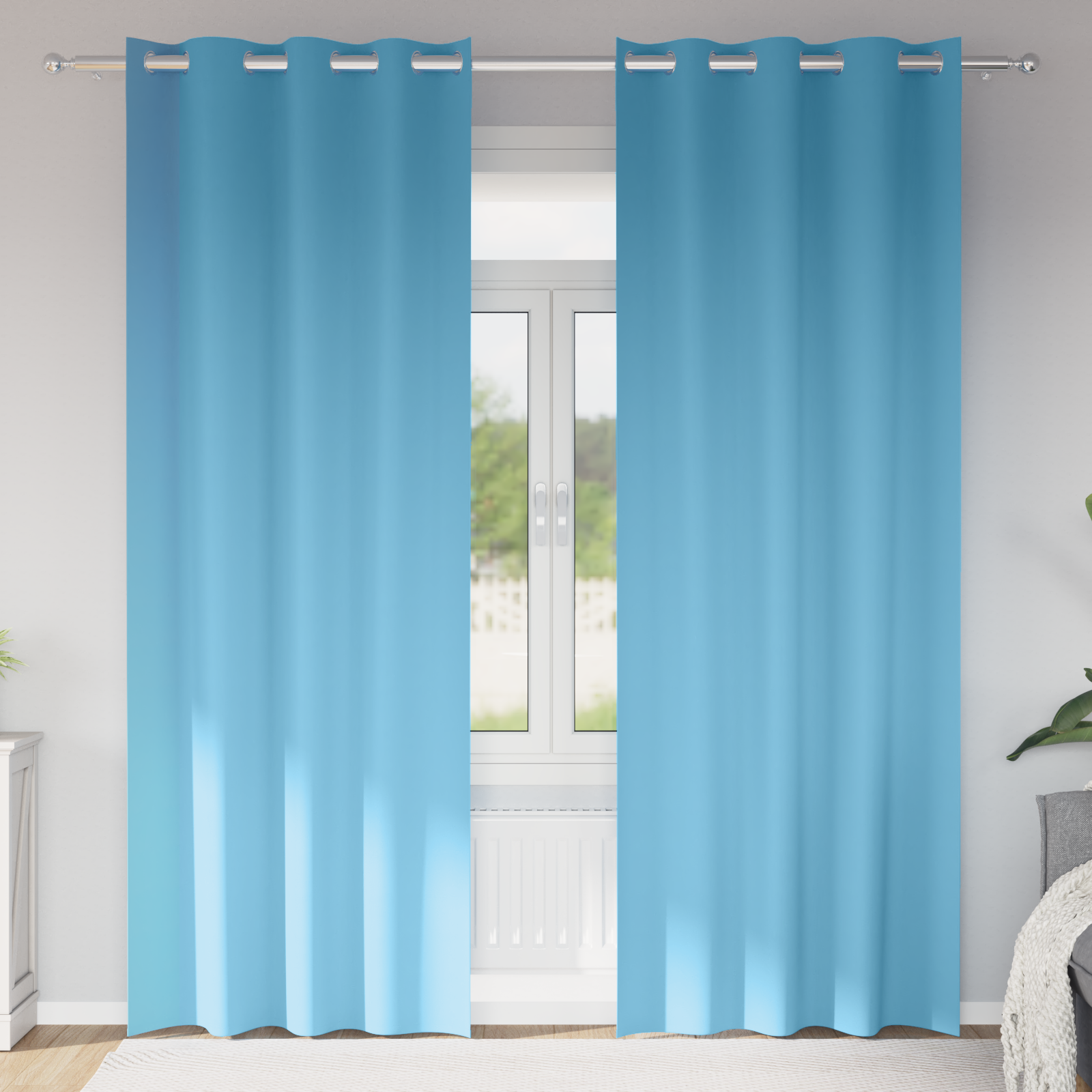 Gordijnen met gordijnen 2 pcs lichtblauw 260 x 140 cm Polyester
