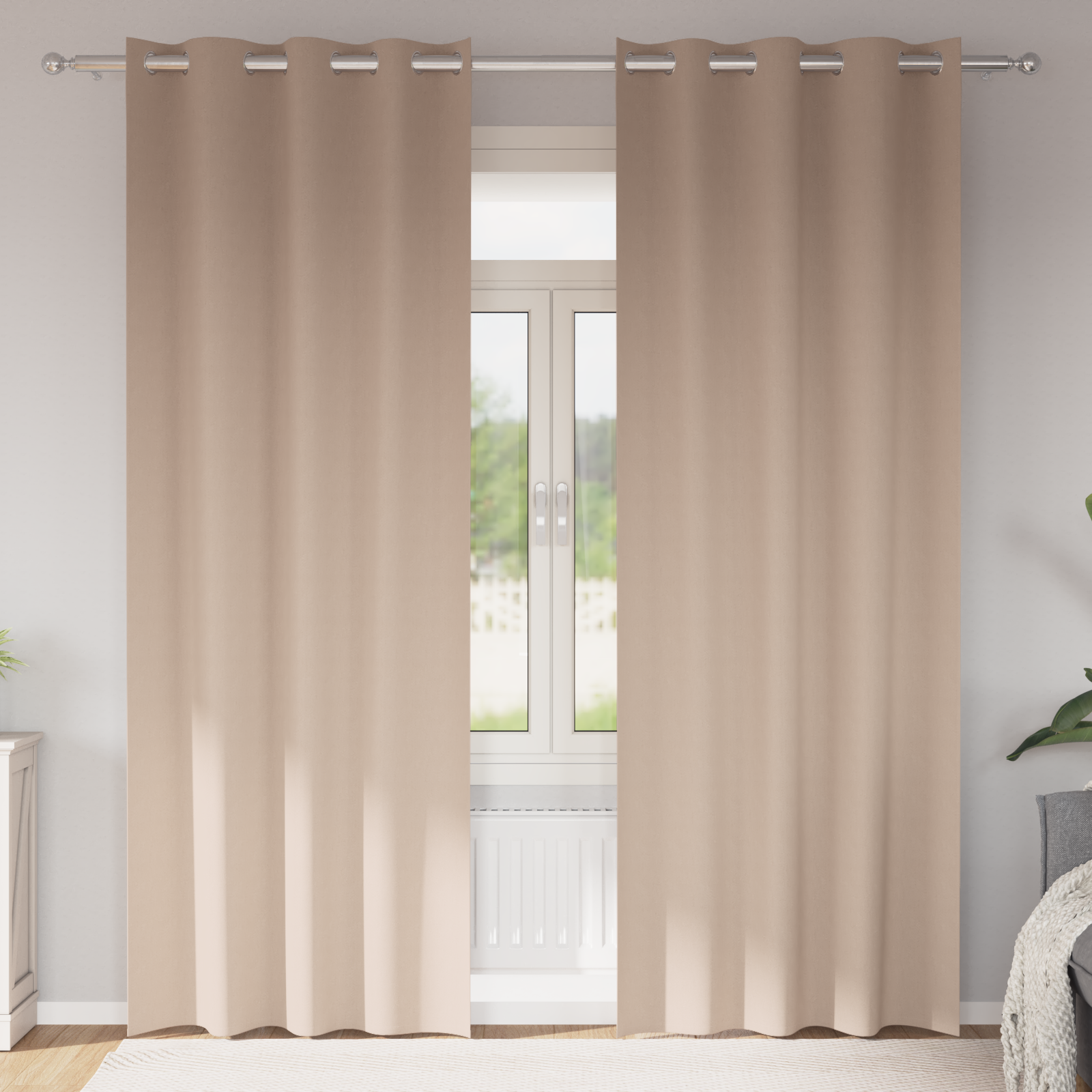 Gordijnen met gordijnen 2 pcs Taupe 260 x 140 cm Polyester