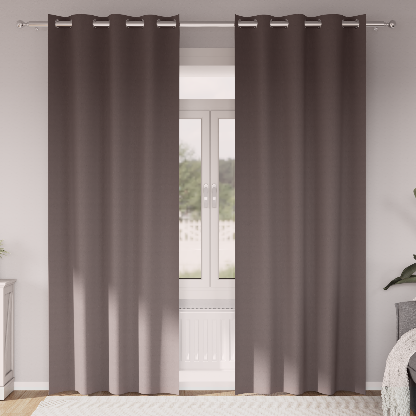 Gordijnen 2 pcs Donkerbruin 225 x 140 cm Polyester