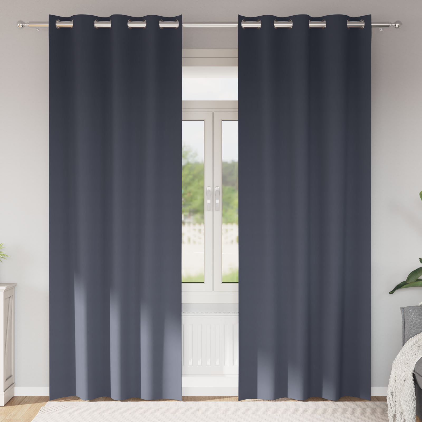 Gordijnen met gordijnen 2 pcs Antraciet 225 x 140 cm Polyester