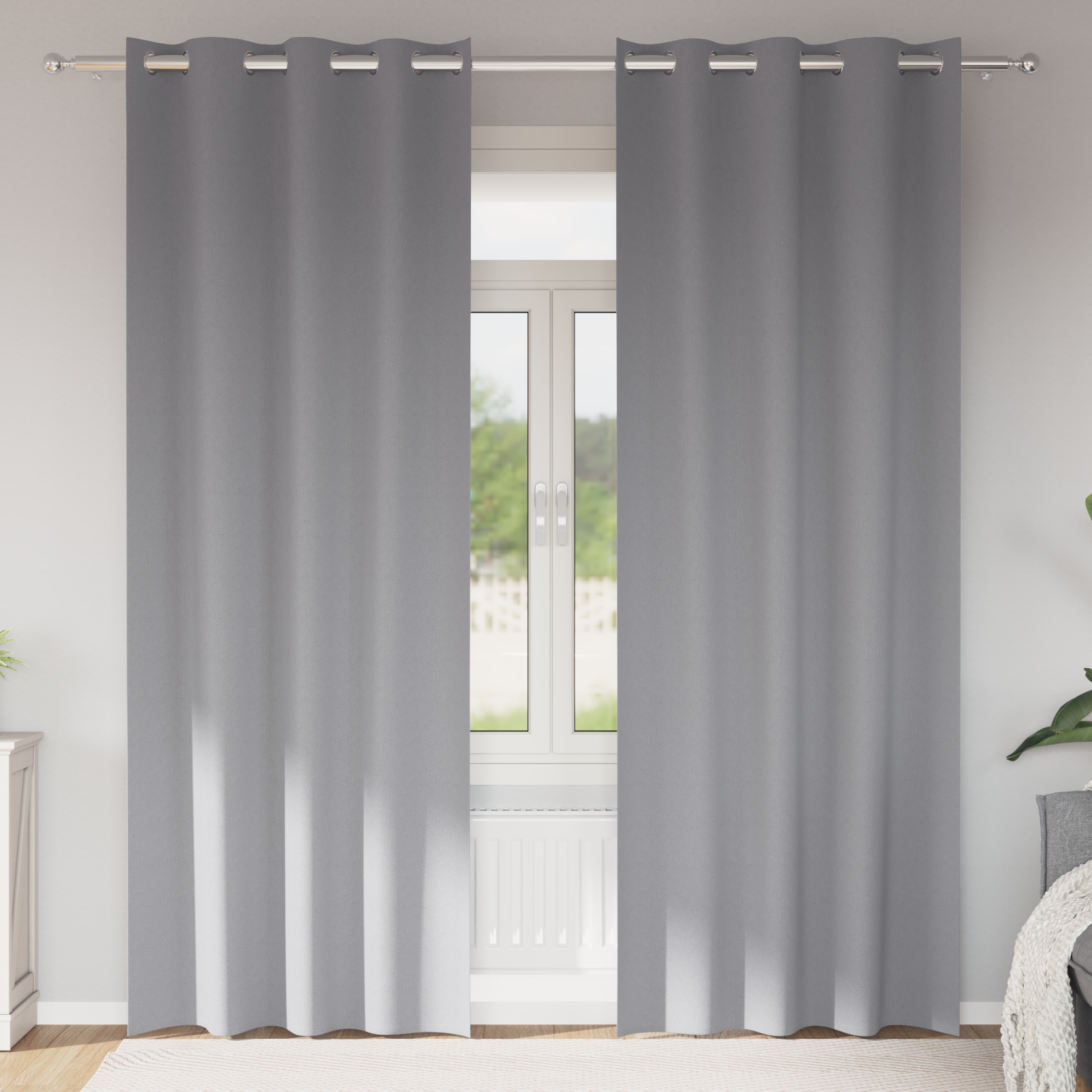 Gordijnen met gordijnen 2 pcs Lichtgrijs 245 x 140 cm Polyester