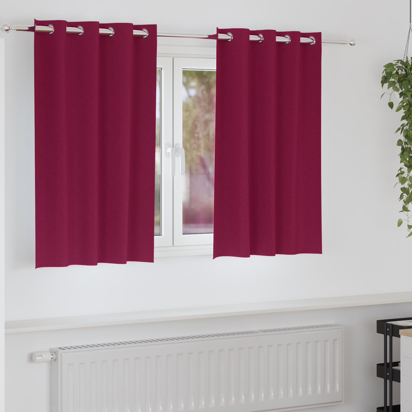 Gordijnen met gordijnen 2 pcs Wijnrood 140 x 140 cm Polyester