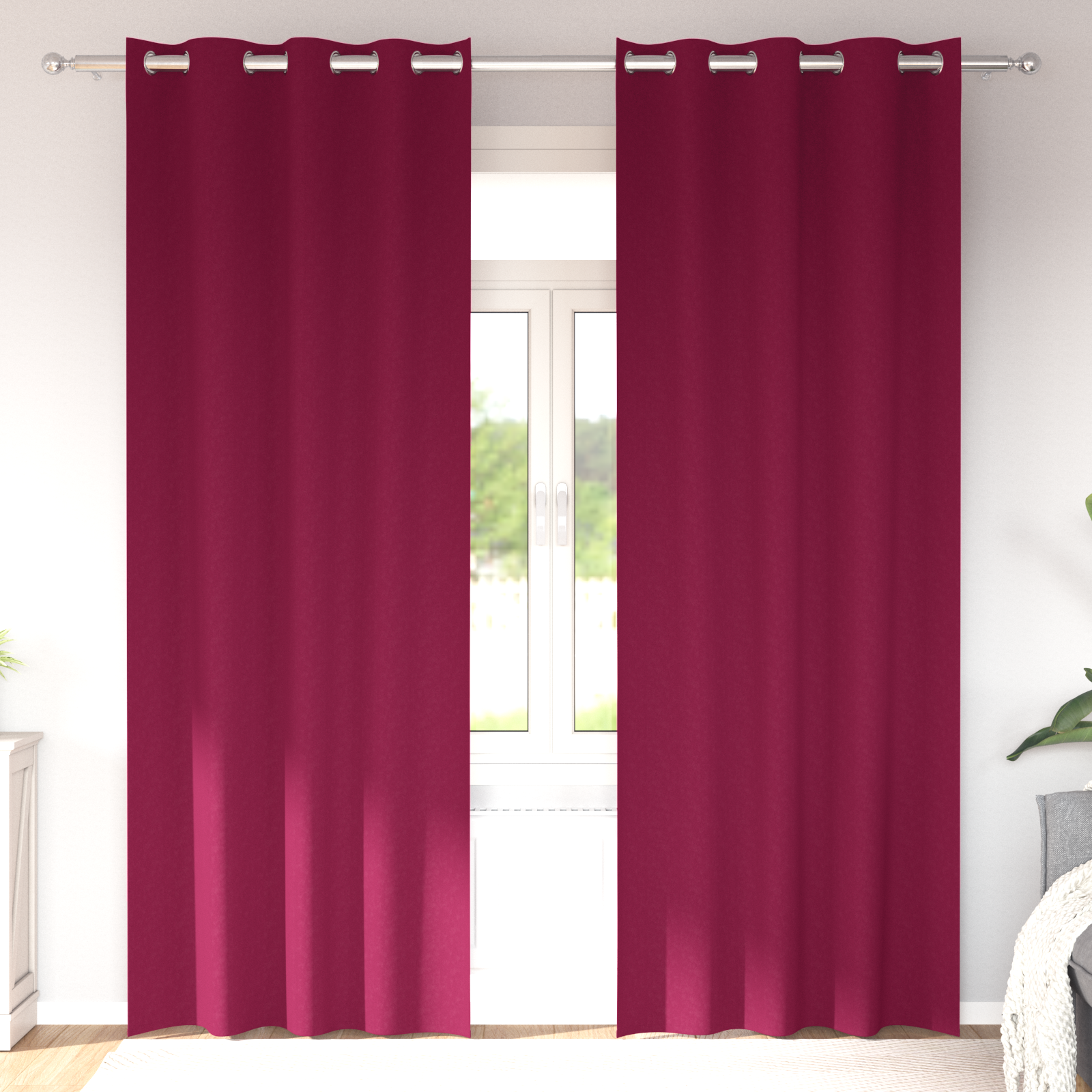 Gordijnen met gordijnen 2 pcs Wijnrood 225 x 140 cm Polyester