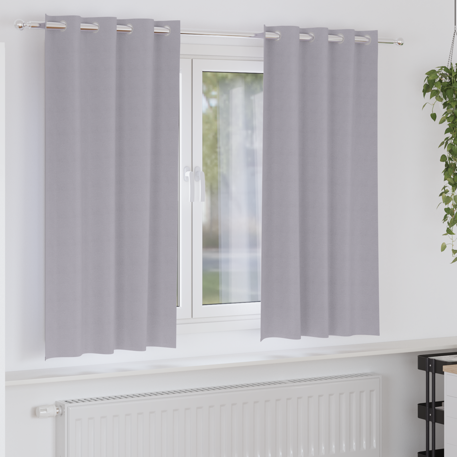Gordijnen 2 pcs Metaalgrijs 175 x 140 cm Polyester