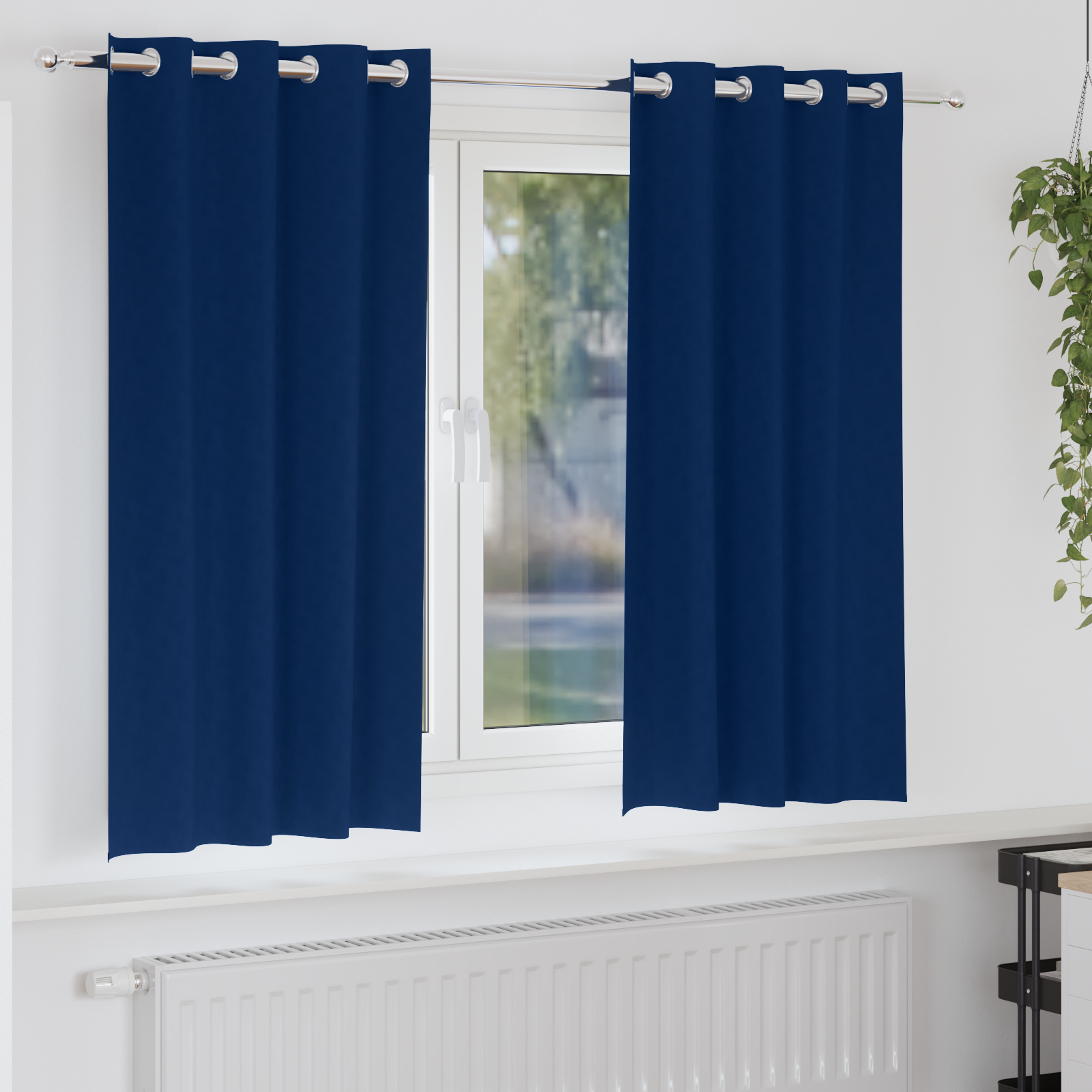 Gordijnen 2 pcs Donkerblauw 175 x 140 cm Polyester