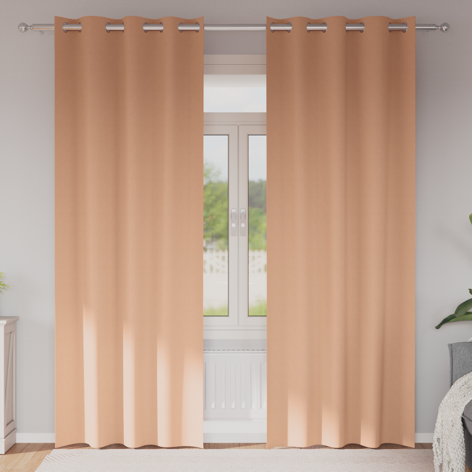 Gordijnen met gordijnen 2 pcs Lichtbruin 225 x 140 cm Polyester