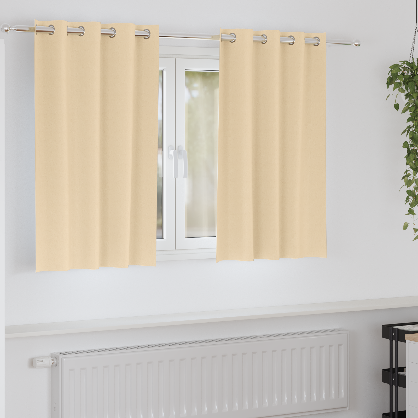 Zwart-out Gordijnen met Ringen 2 pcs Crème 140 x 140 cm image 1