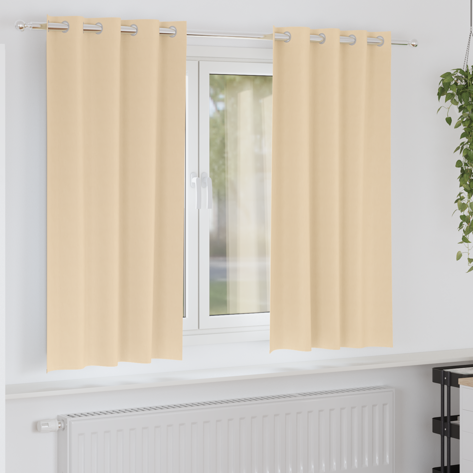 Gordijnen met gordijnen 2 pcs Crème 175 x 140 cm Polyester