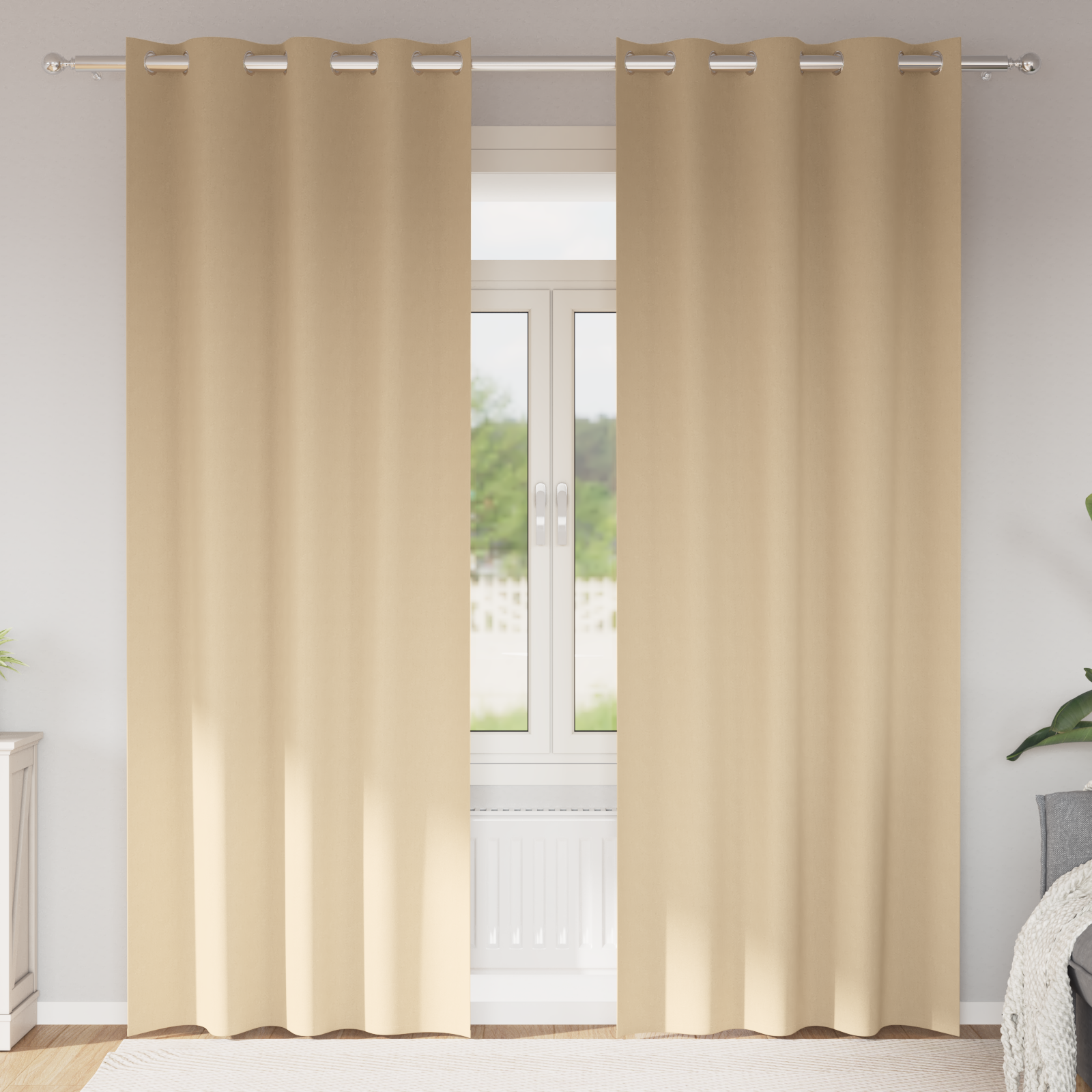 Gordijnen met gordijnen 2 pcs Crème 260 x 140 cm Polyester