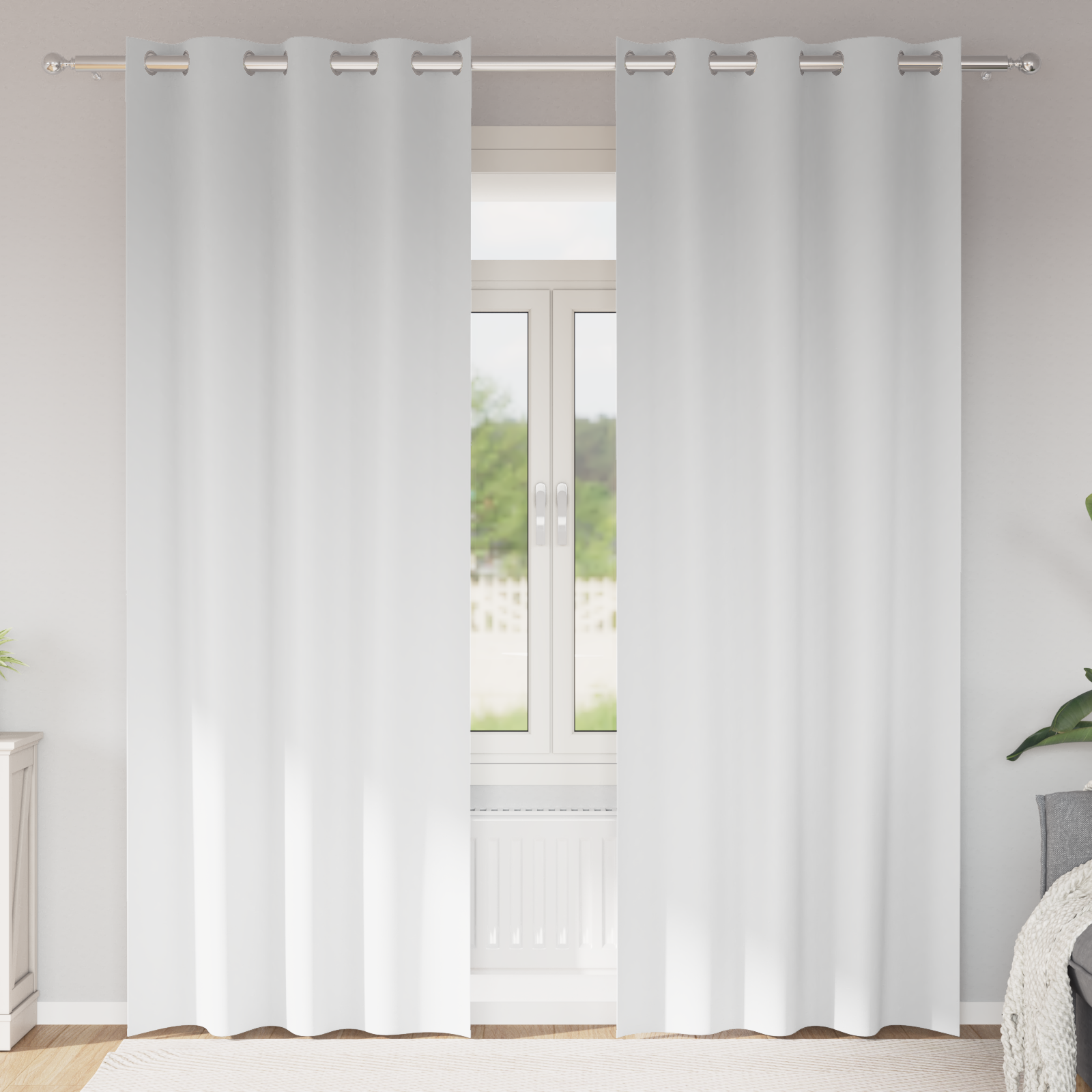 Gordijnen met gordijnen 2 pcs Zuiverwit 245 x 140 cm Polyester