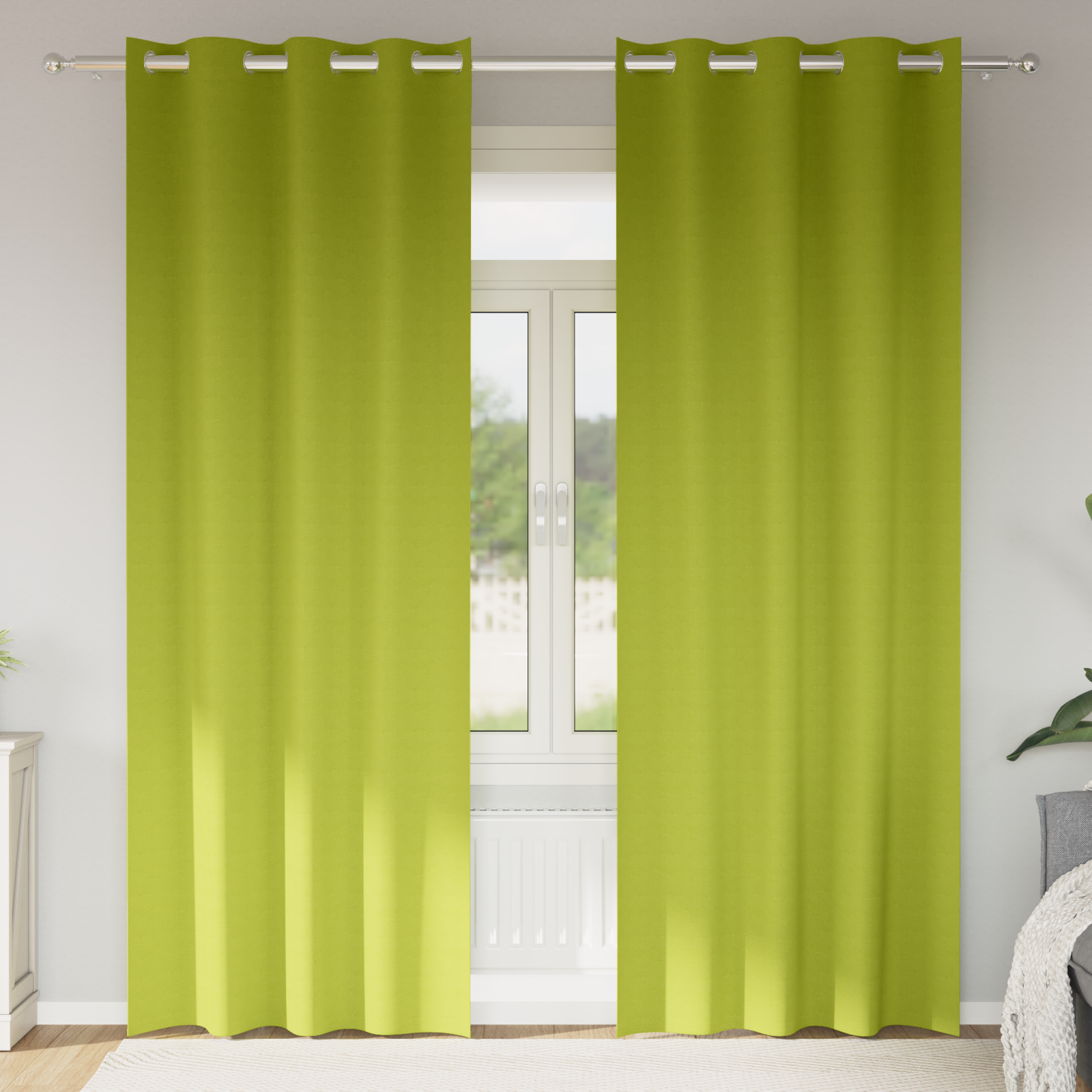 Gordijnen met gordijnen 2 pcs Appelgroen 260 x 140 cm Polyester