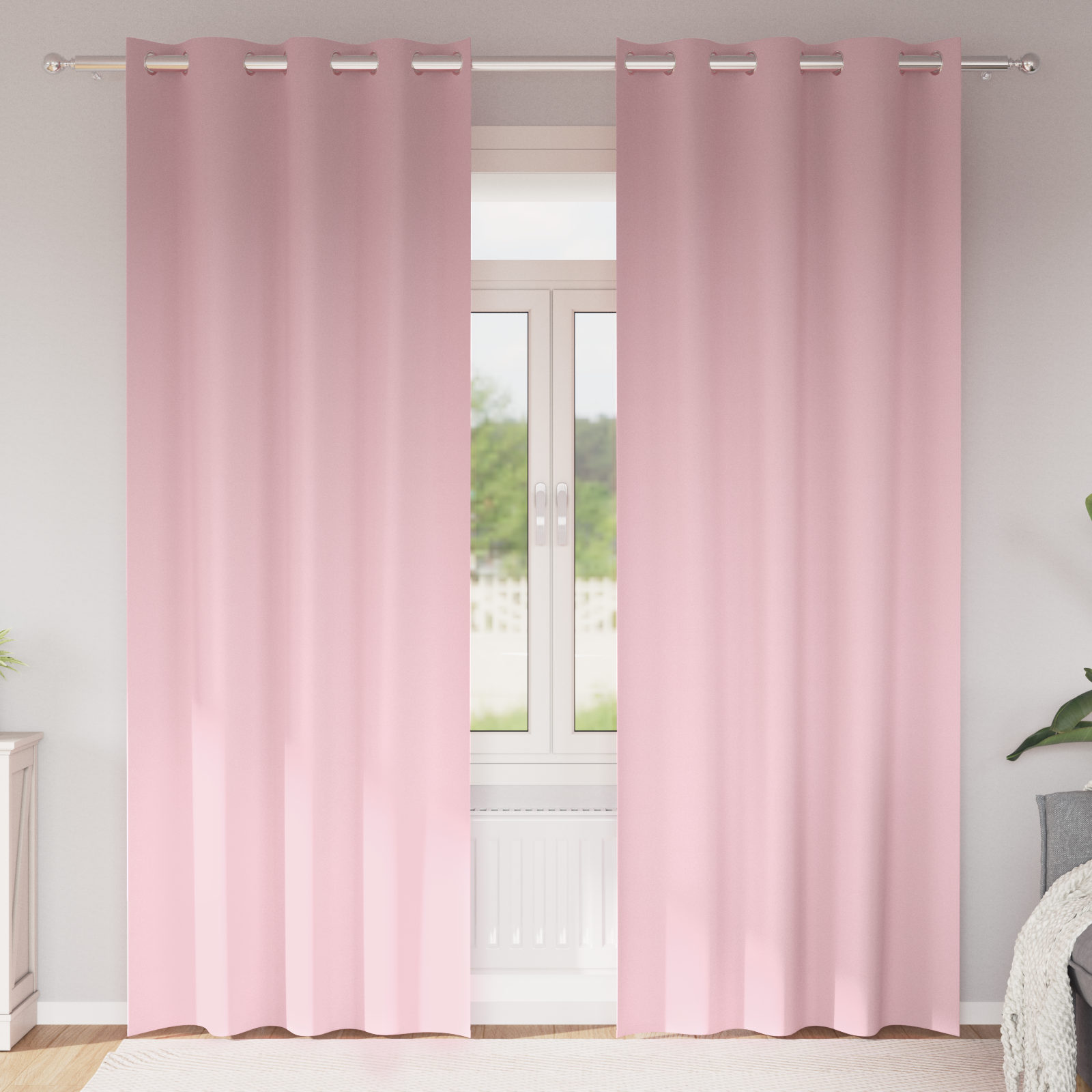 Gordijnen met gordijnen 2 pcs Babyroze 245 x 140 cm Polyester image 1