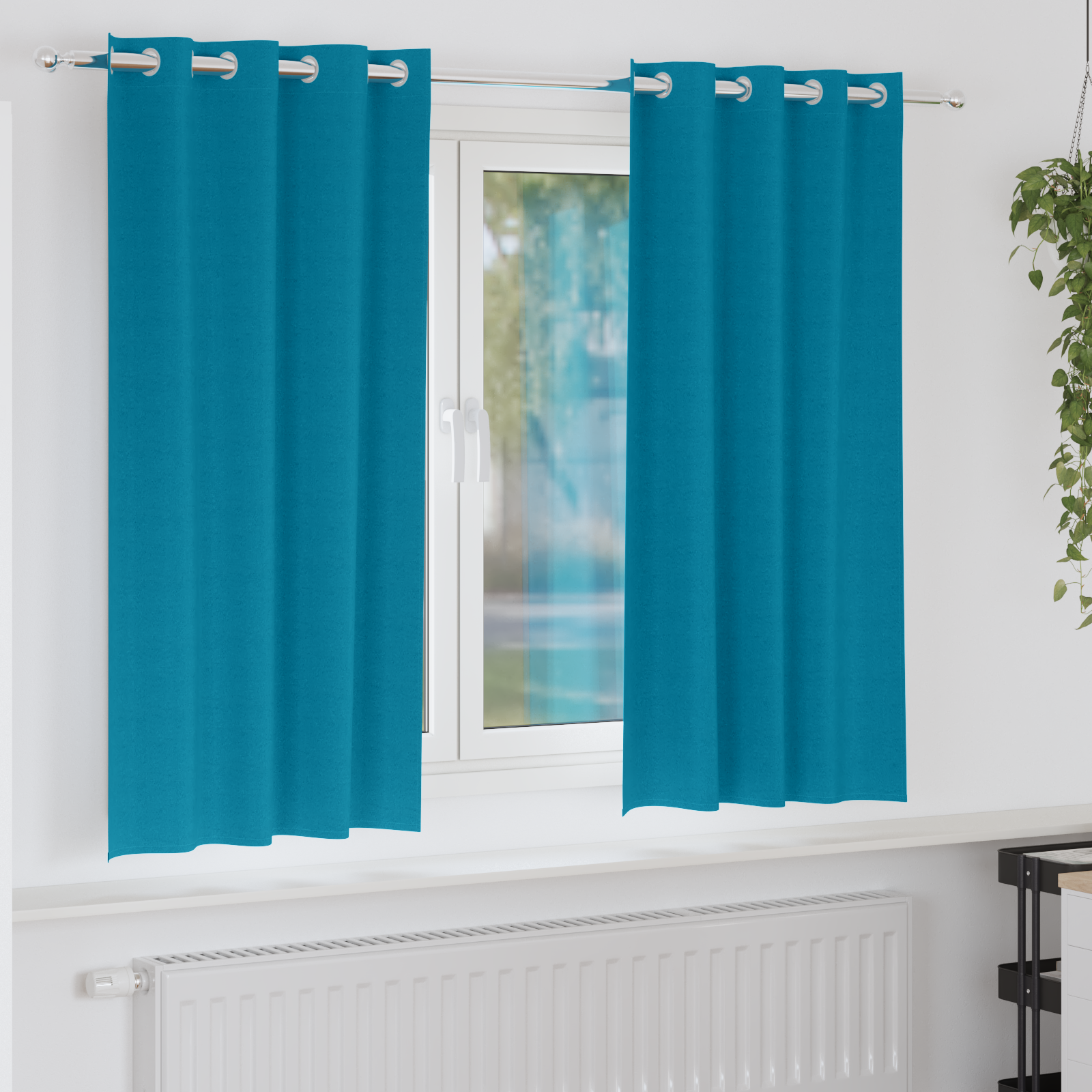 Gordijnen met gordijnen 2 pcs Turquoise 175 x 140 cm Polyester