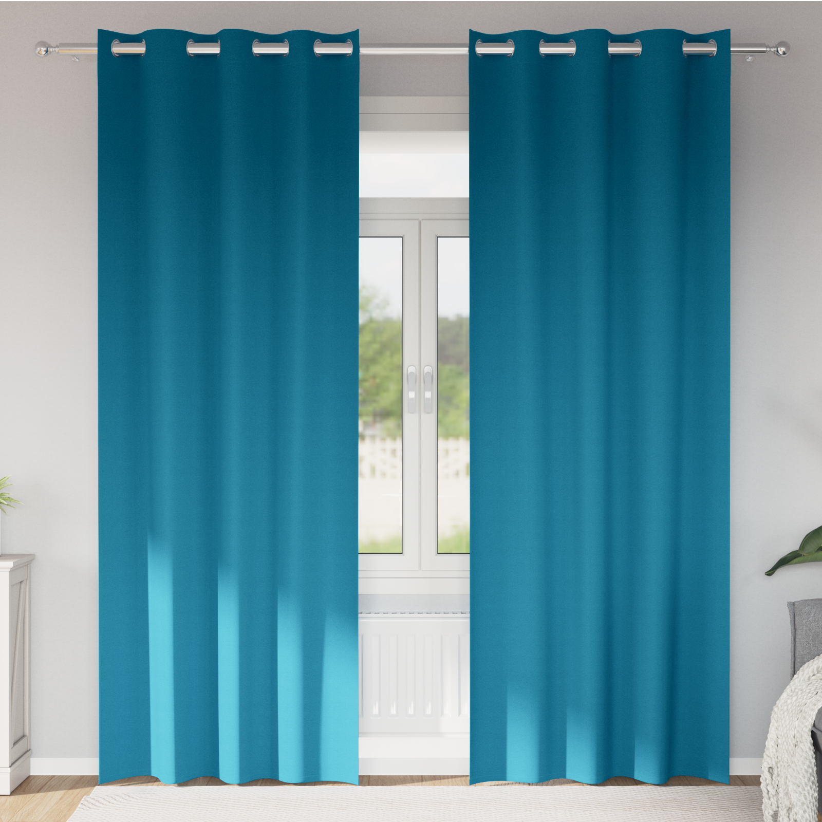 Gordijnen met gordijnen 2 pcs Turquoise 260 x 140 cm Polyester