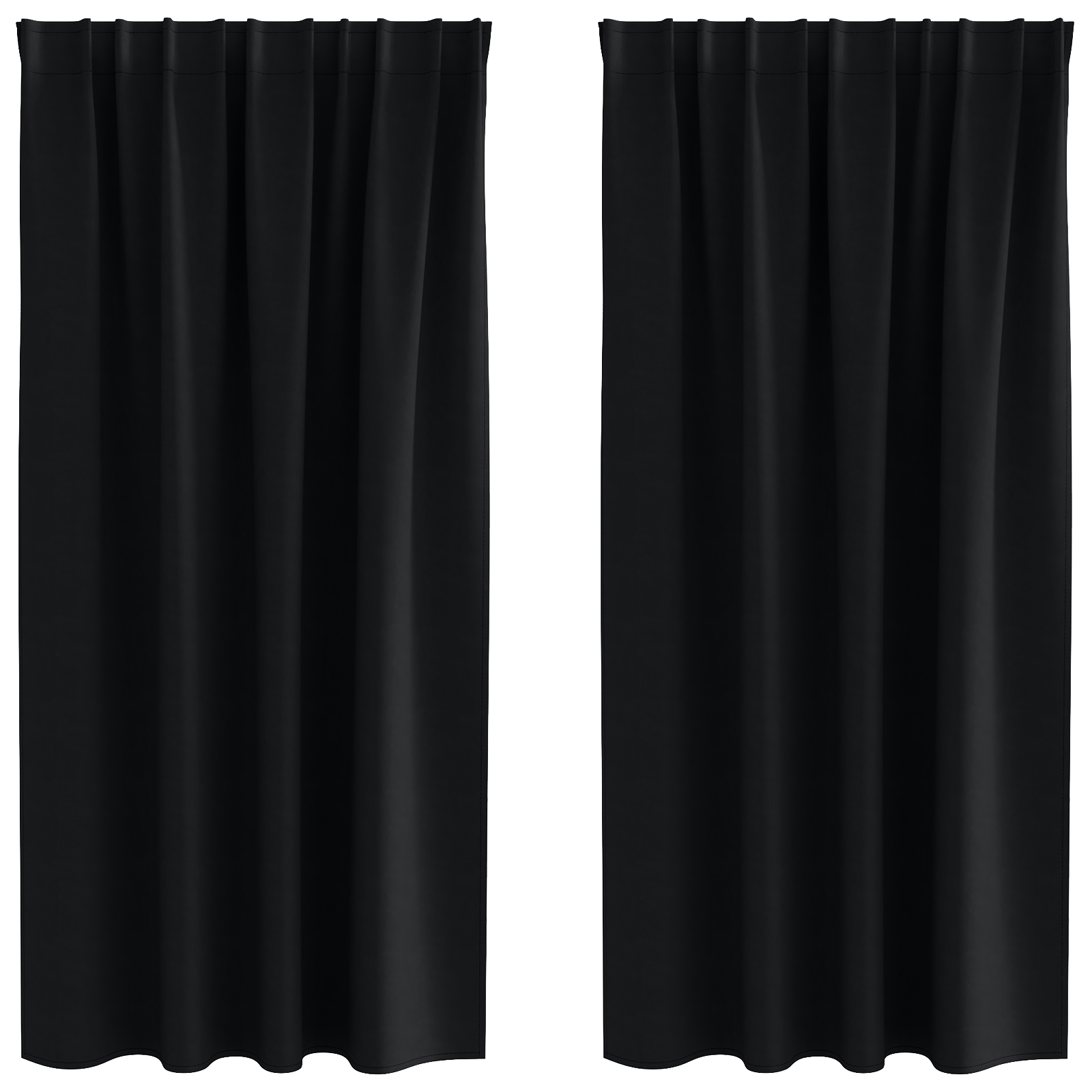 Gordijnen met gordijnen 2 pcs Zwart Polyester image 2