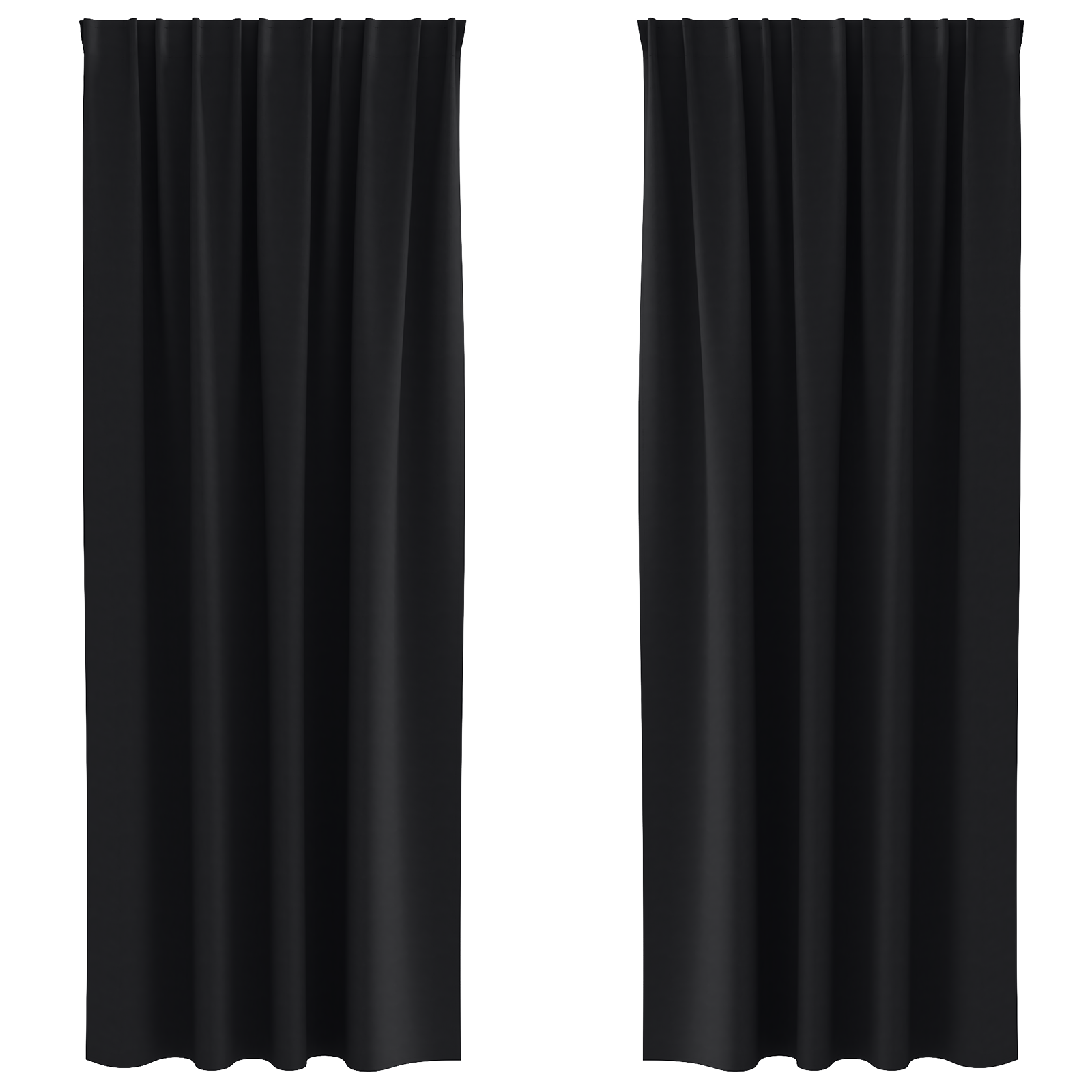 Gordijnen met gordijnen 2 pcs Zwart Polyester image 2