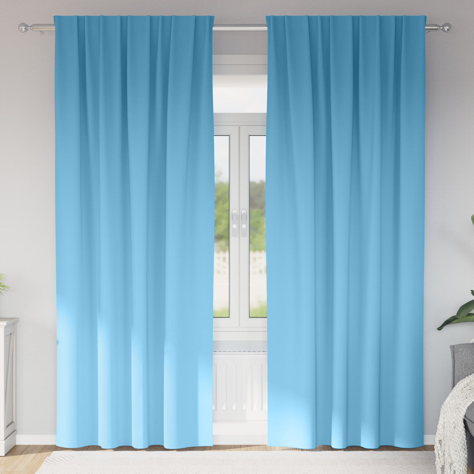 Gordijnen met gordijnen 2 pcs lichtblauw 260 x 140 cm Polyester