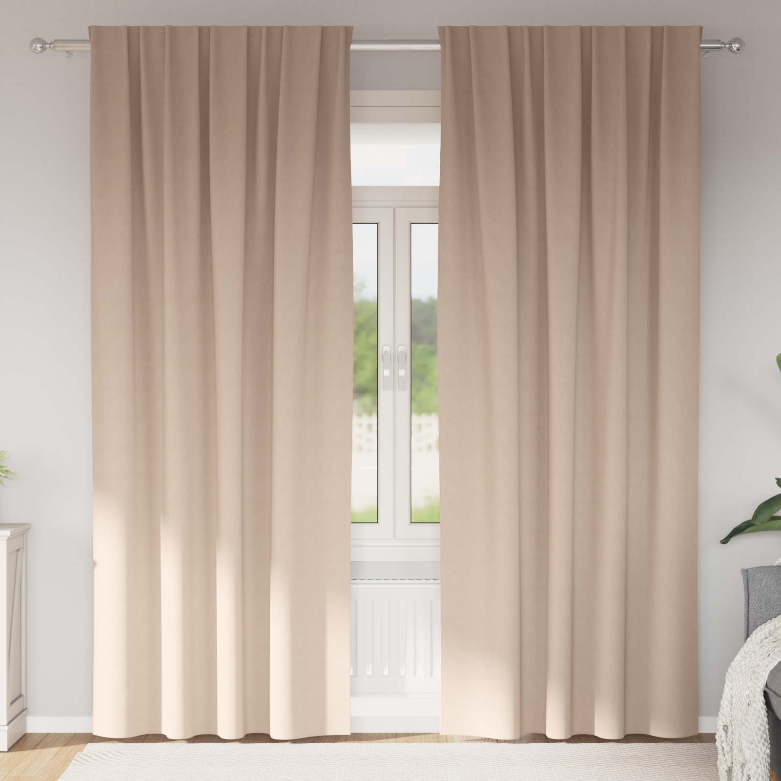Gordijnen met gordijnen 2 pcs Taupe 260 x 140 cm Polyester