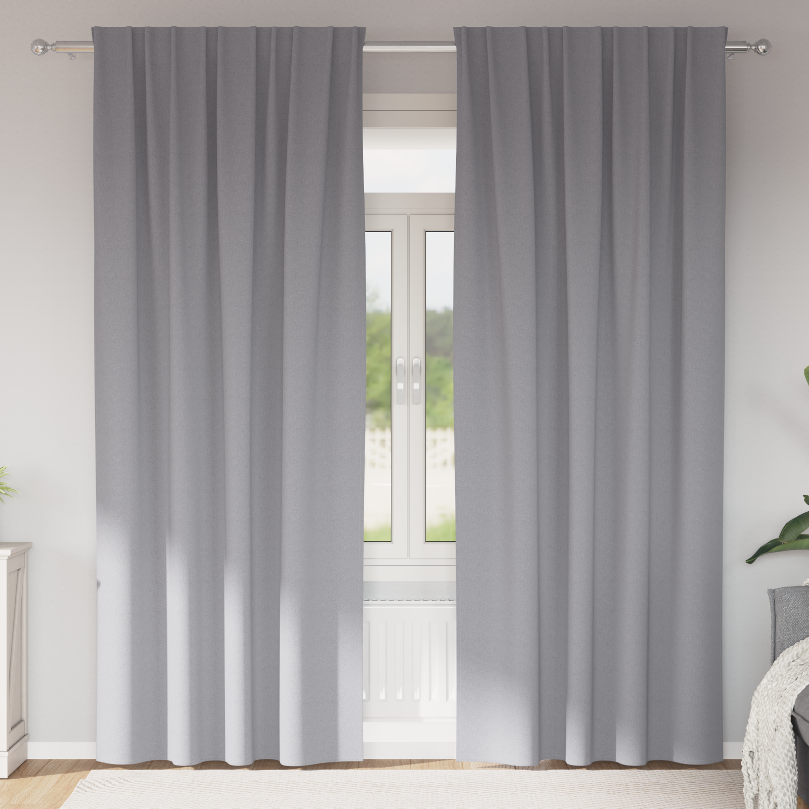Gordijnen met gordijnen 2 pcs Lichtgrijs 260 x 140 cm Polyester
