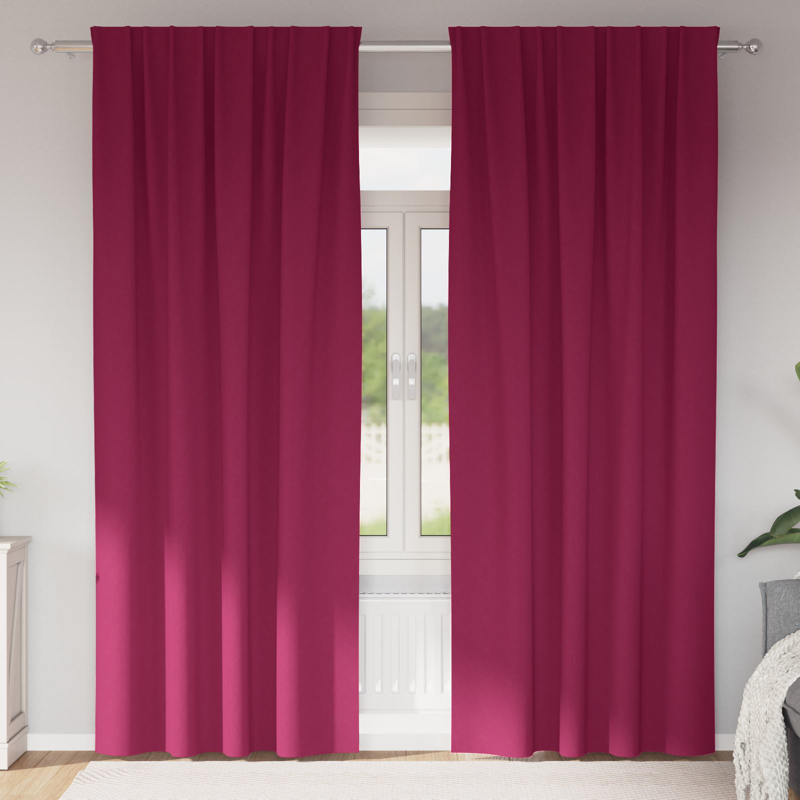 Gordijnen met gordijnen 2 pcs Wijnrood 260 x 140 cm Polyester
