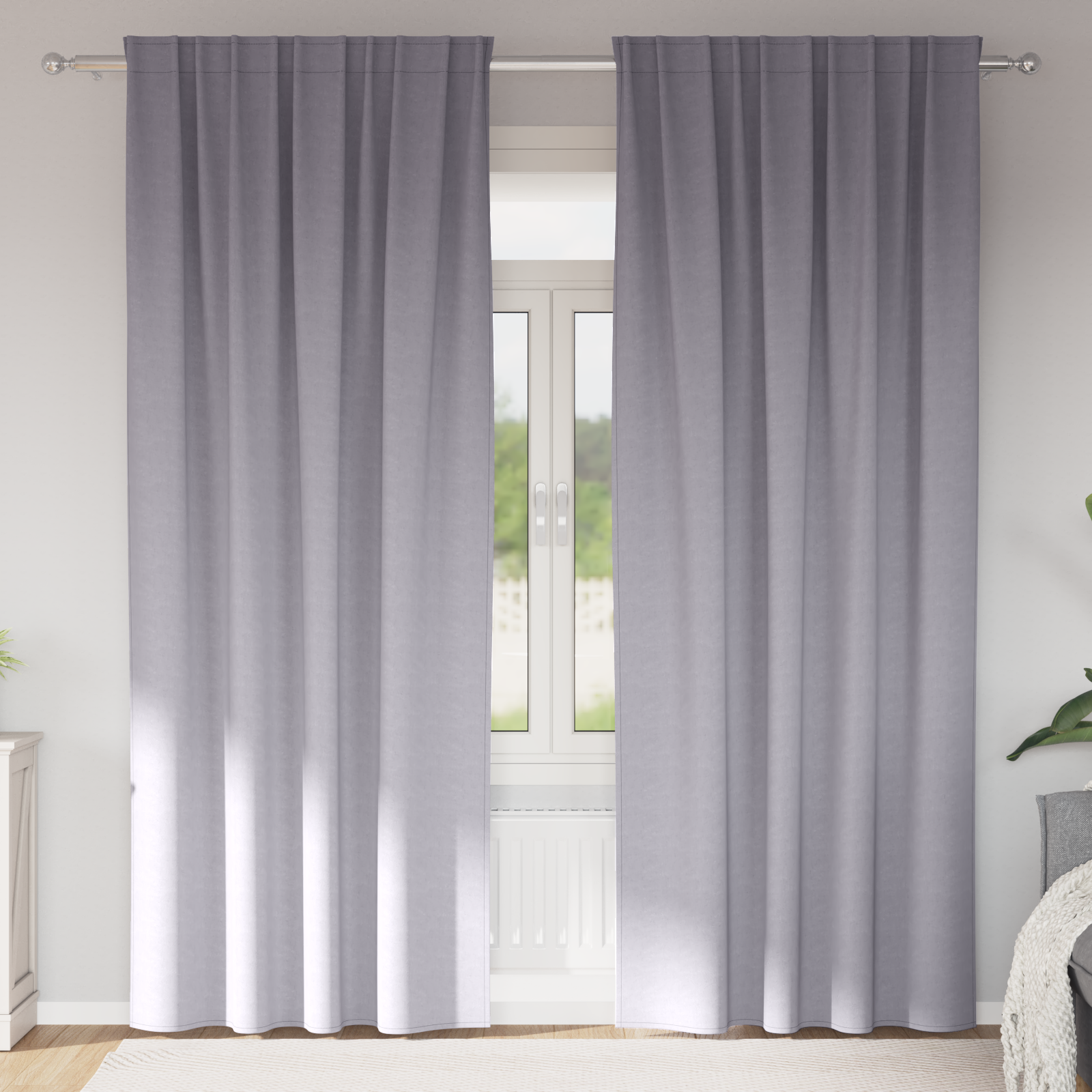 Gordijnen 2 pcs Metaalgrijs 245 x 140 cm Polyester