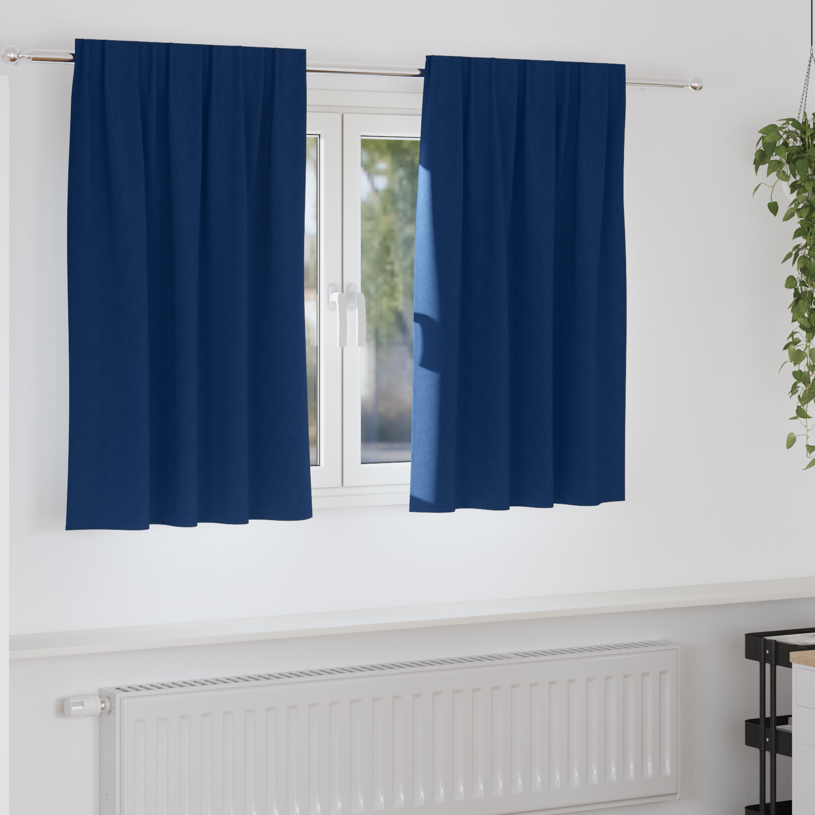 Gordijnen 2 pcs Donkerblauw 140 x 140 cm Polyester