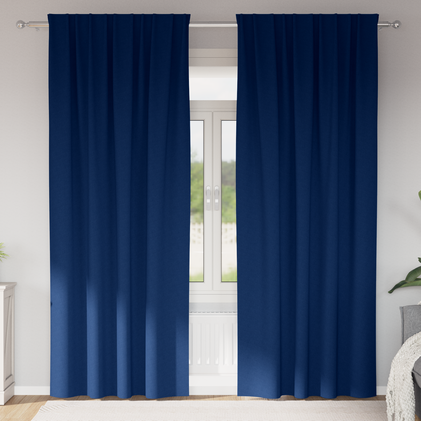 Gordijnen 2 pcs Donkerblauw 245 x 140 cm Polyester