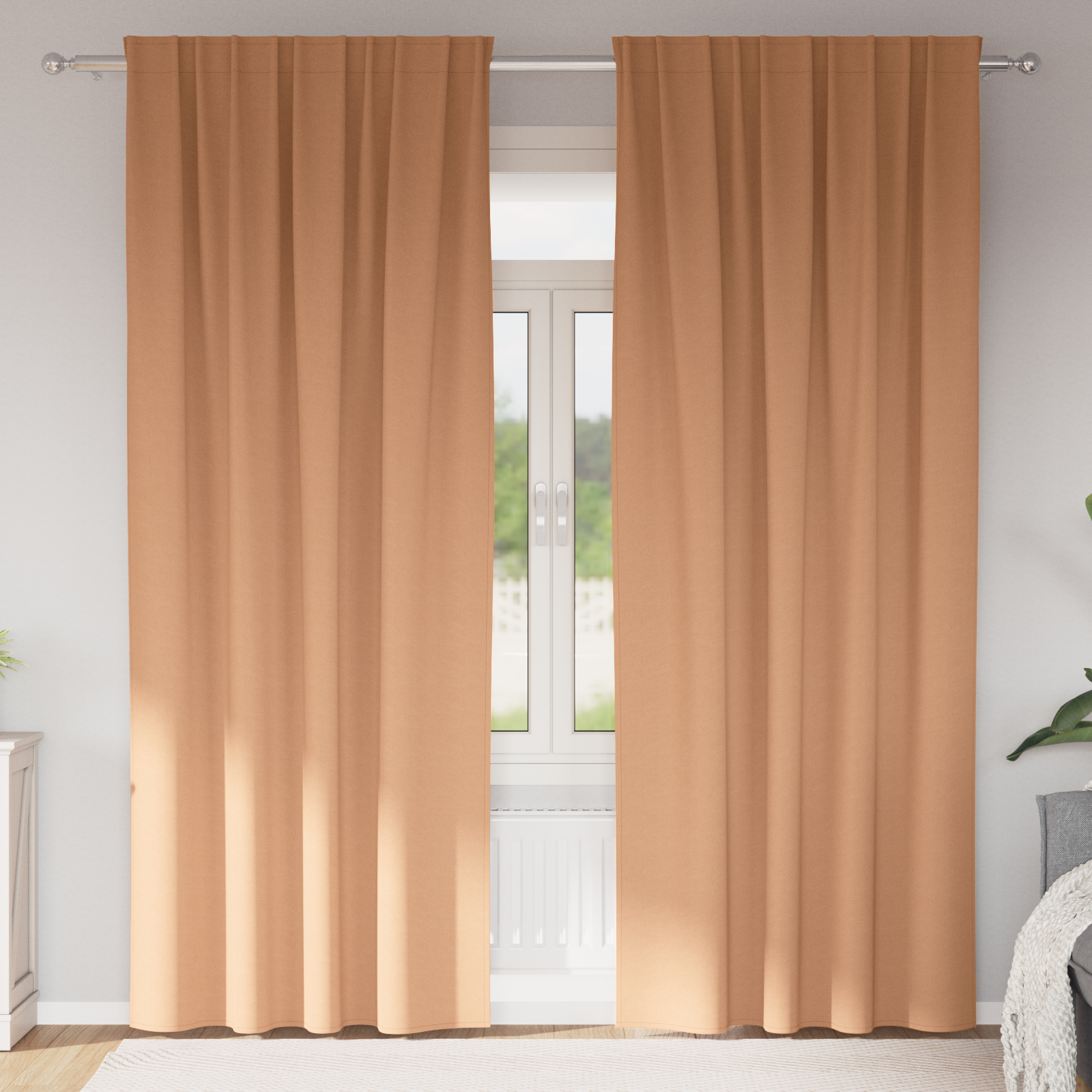Gordijnen met gordijnen 2 pcs Lichtbruin 260 x 140 cm Polyester