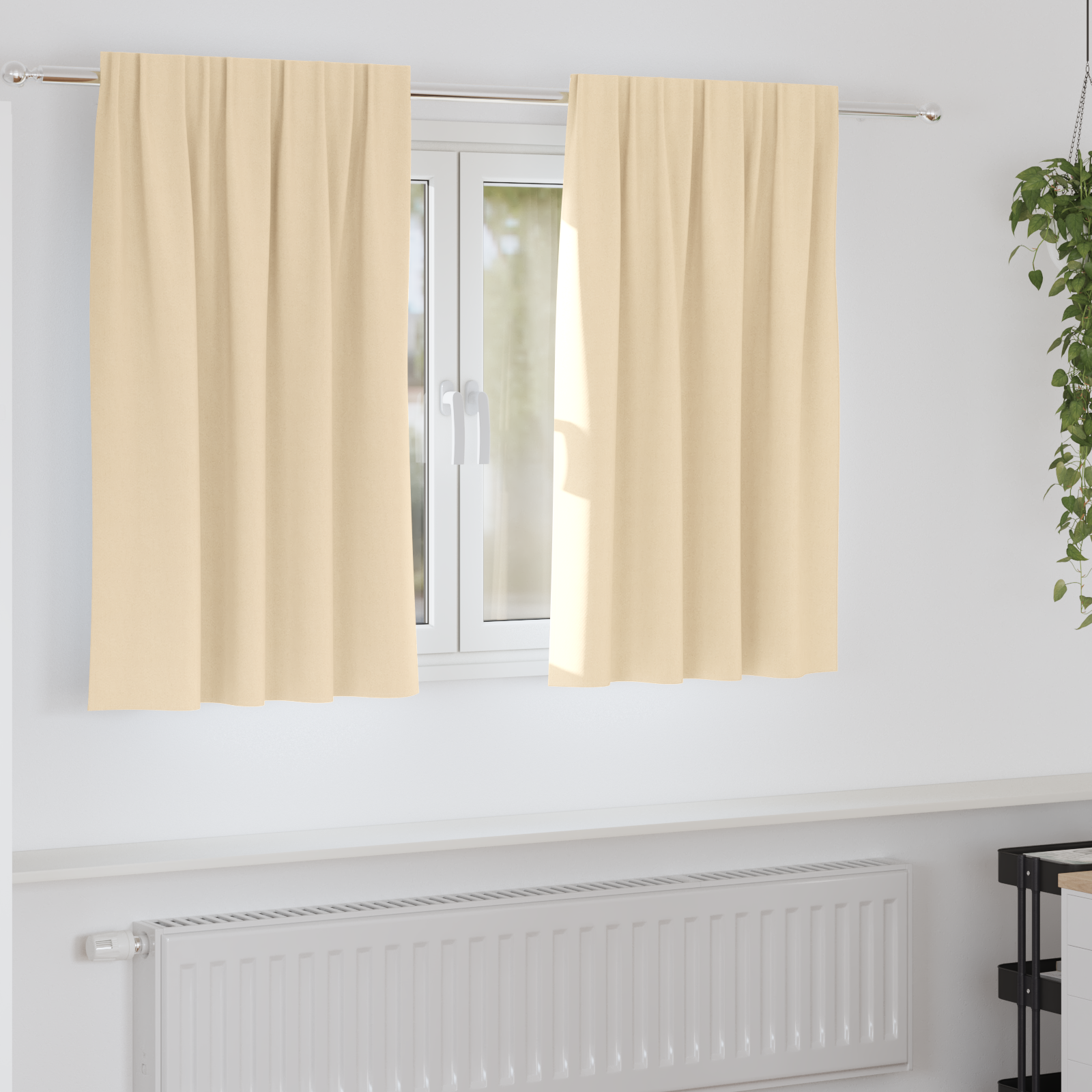 Gordijnen met gordijnen 2 pcs Crème 140 x 140 cm Polyester